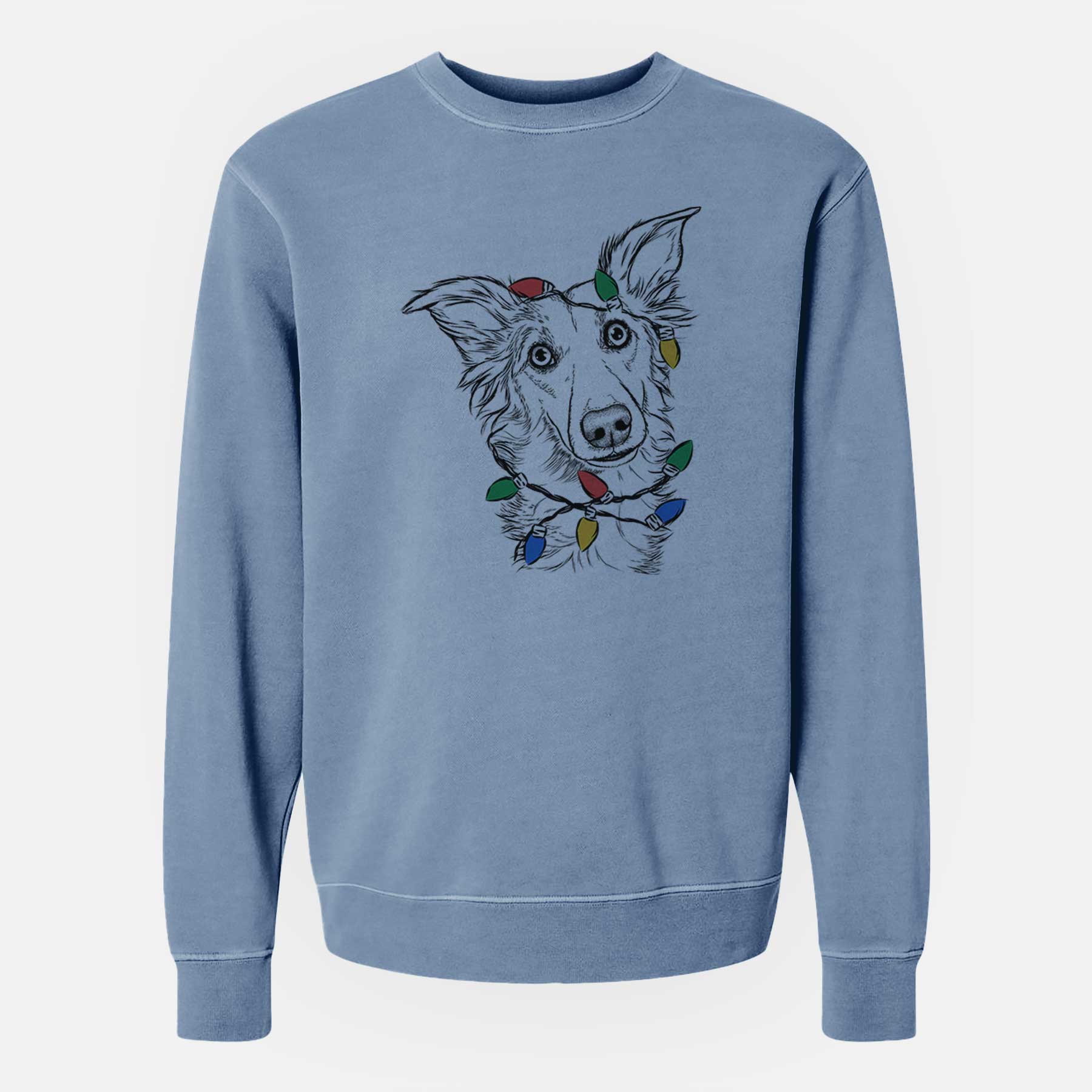 Christmas Lights Kyu the Windsprite - Unisex Pigment Dyed Crew Sweatshirt