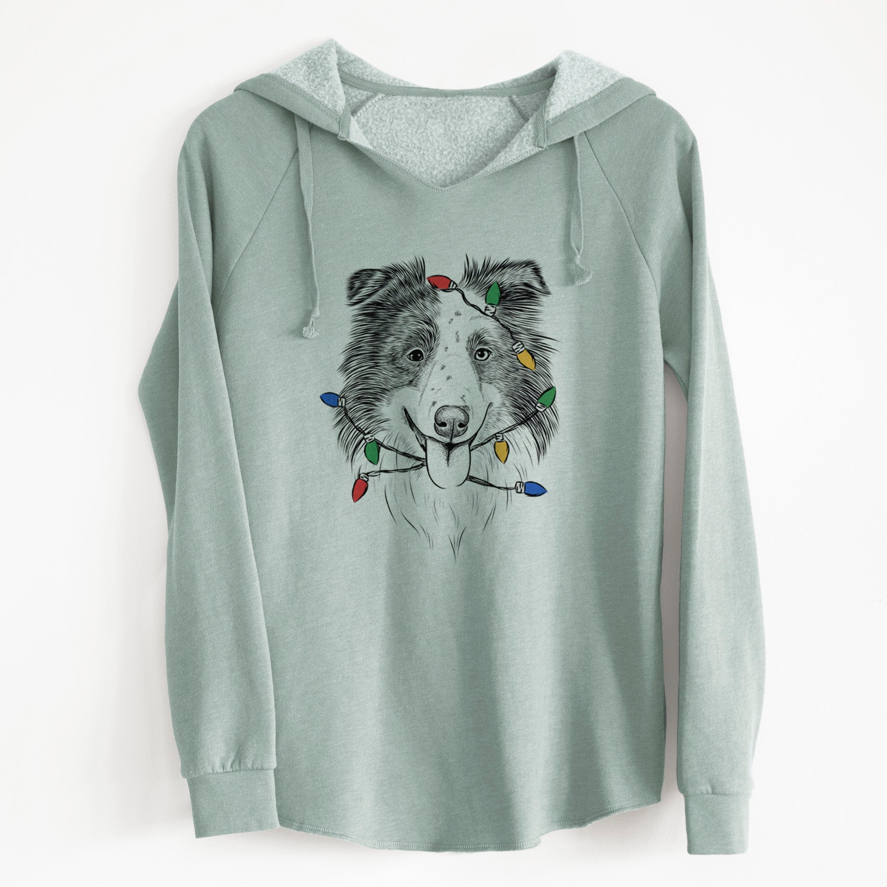 Christmas Lights Lady Bug the Border Collie - Cali Wave Hooded Sweatshirt