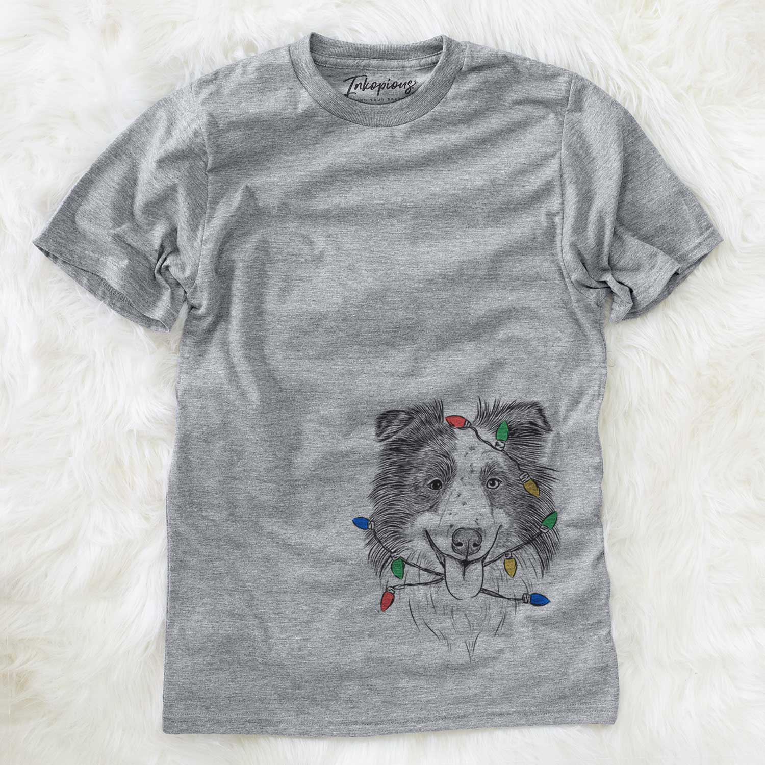 Christmas Lights Lady Bug the Border Collie - Unisex Crewneck