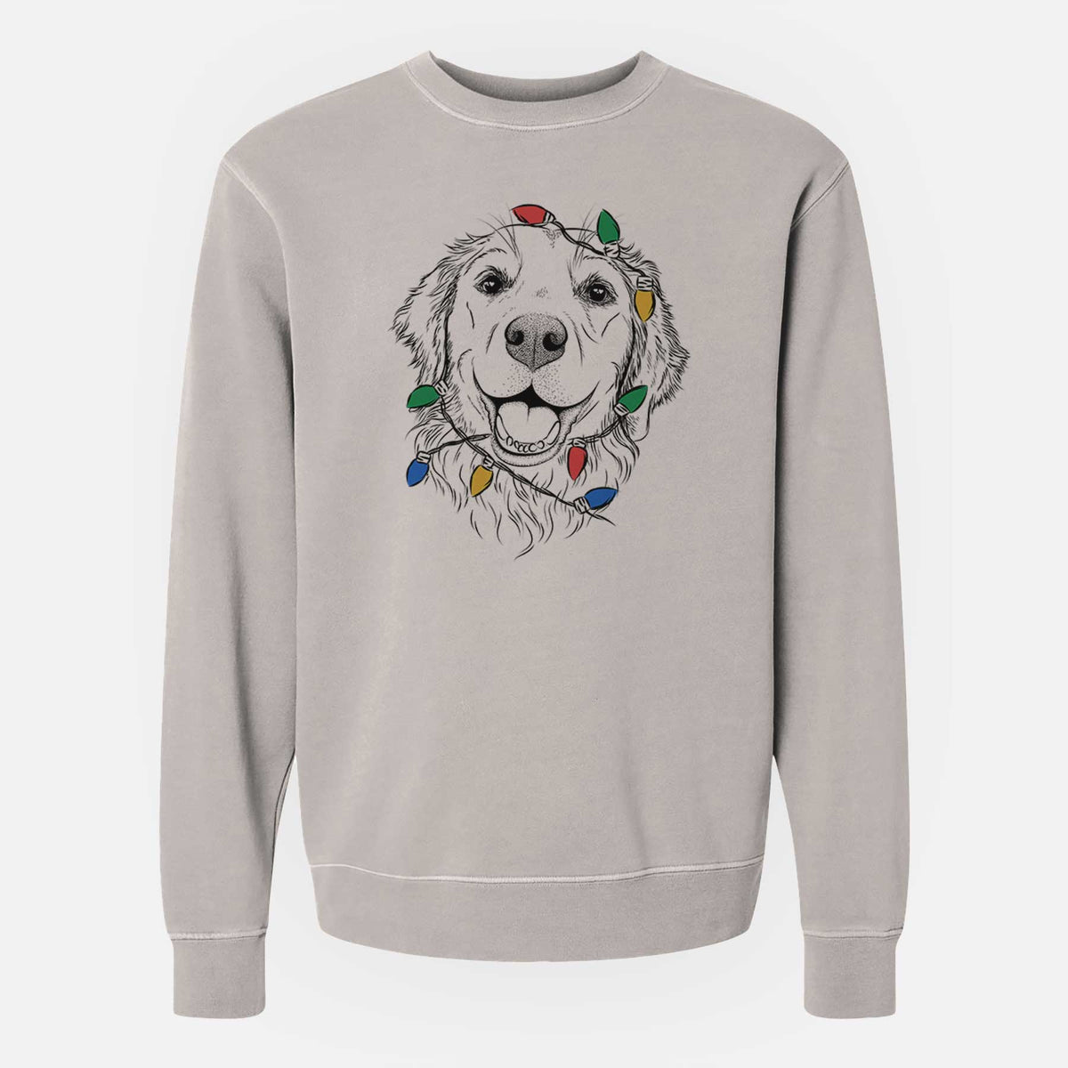 Christmas Lights Legend the Golden Retriever - Unisex Pigment Dyed Crew Sweatshirt