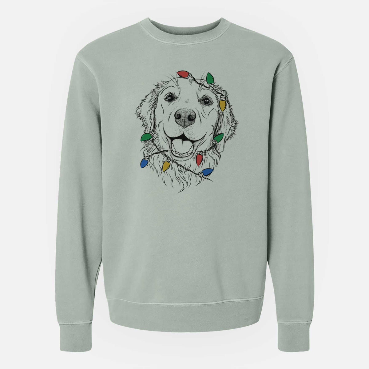 Christmas Lights Legend the Golden Retriever - Unisex Pigment Dyed Crew Sweatshirt