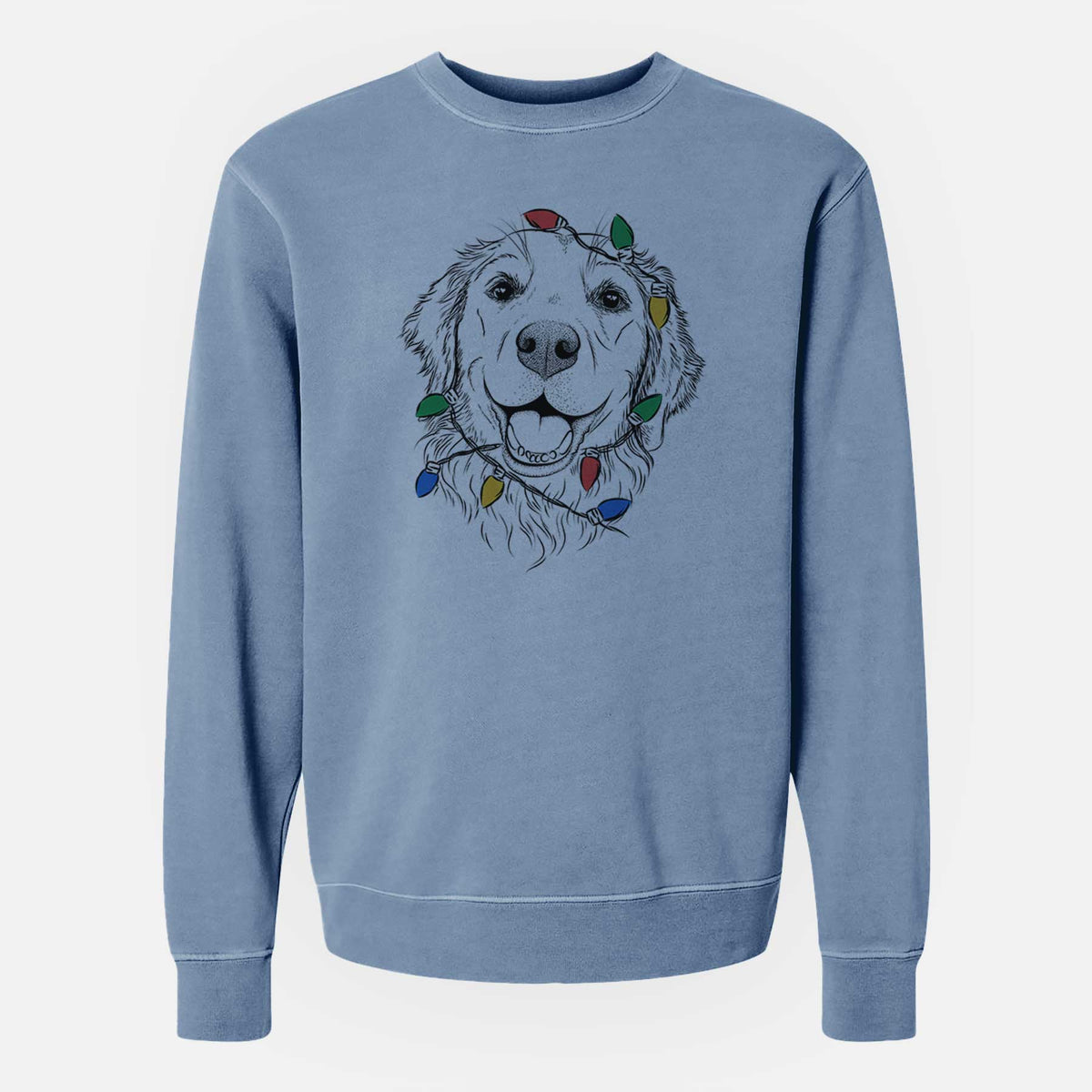 Christmas Lights Legend the Golden Retriever - Unisex Pigment Dyed Crew Sweatshirt