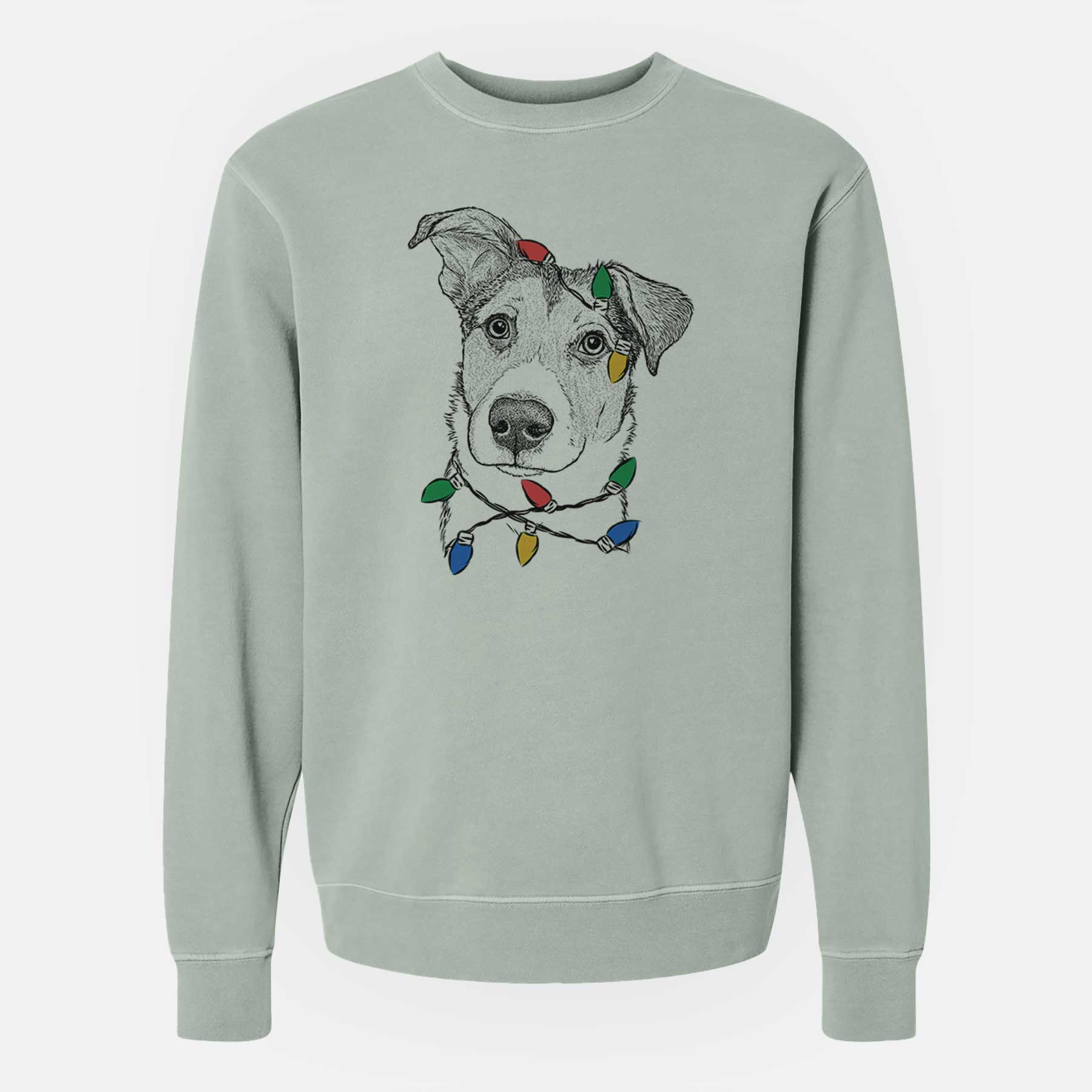 Christmas Lights Leia the Mixed Breed - Unisex Pigment Dyed Crew Sweatshirt