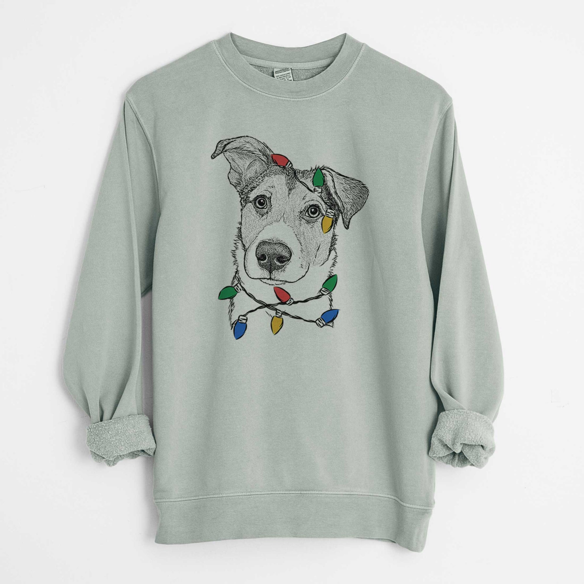 Christmas Lights Leia the Mixed Breed - Unisex Pigment Dyed Crew Sweatshirt