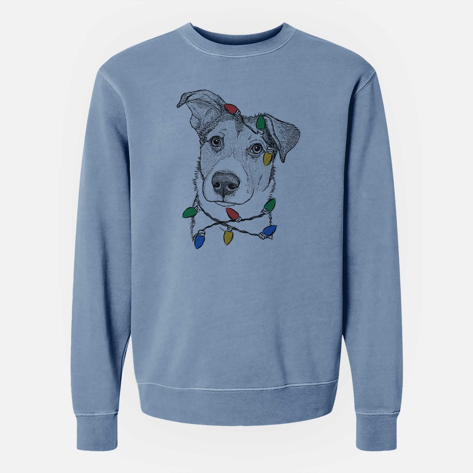 Christmas Lights Leia the Mixed Breed - Unisex Pigment Dyed Crew Sweatshirt