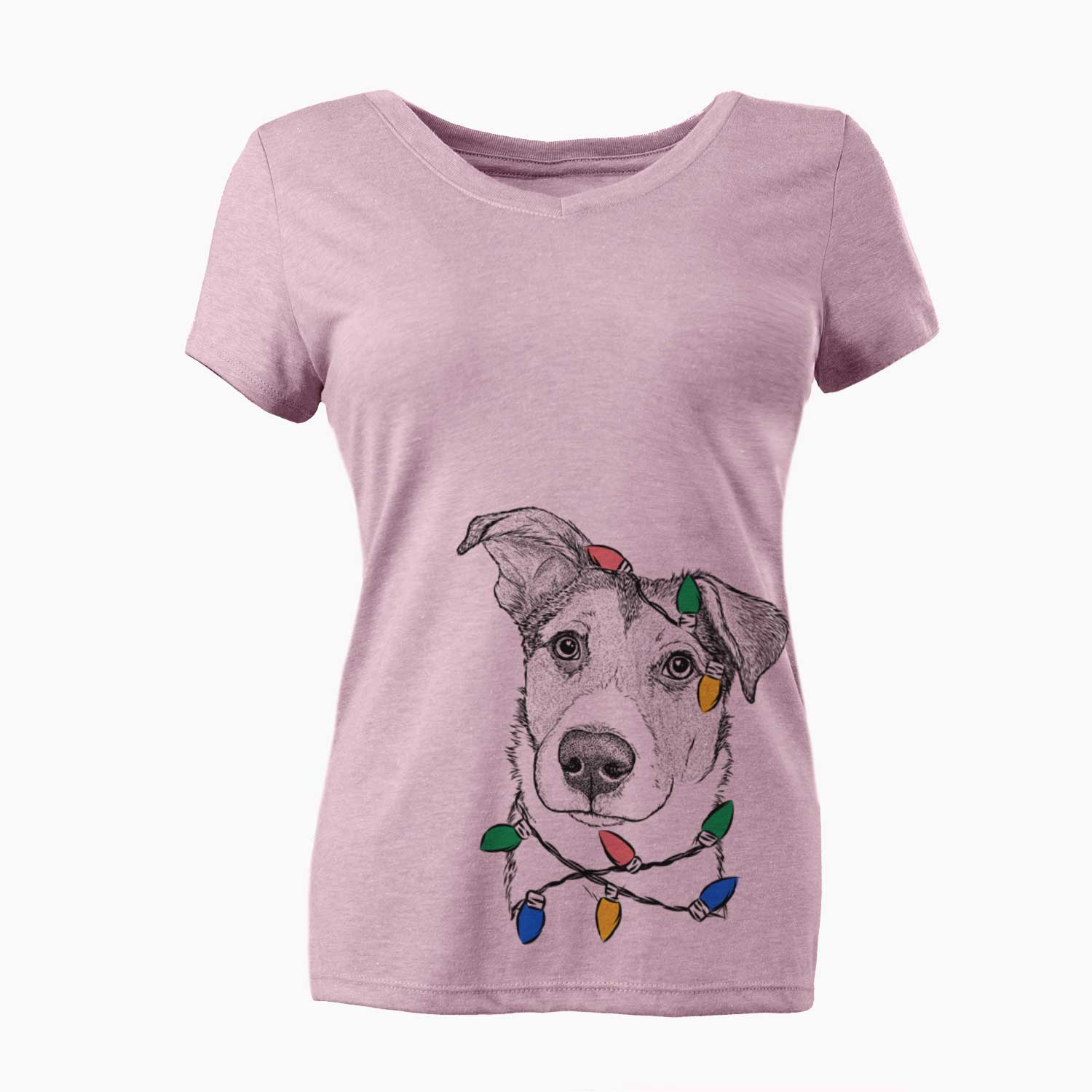 Christmas Lights Leia the Mixed Breed - Women's V-neck Shirt