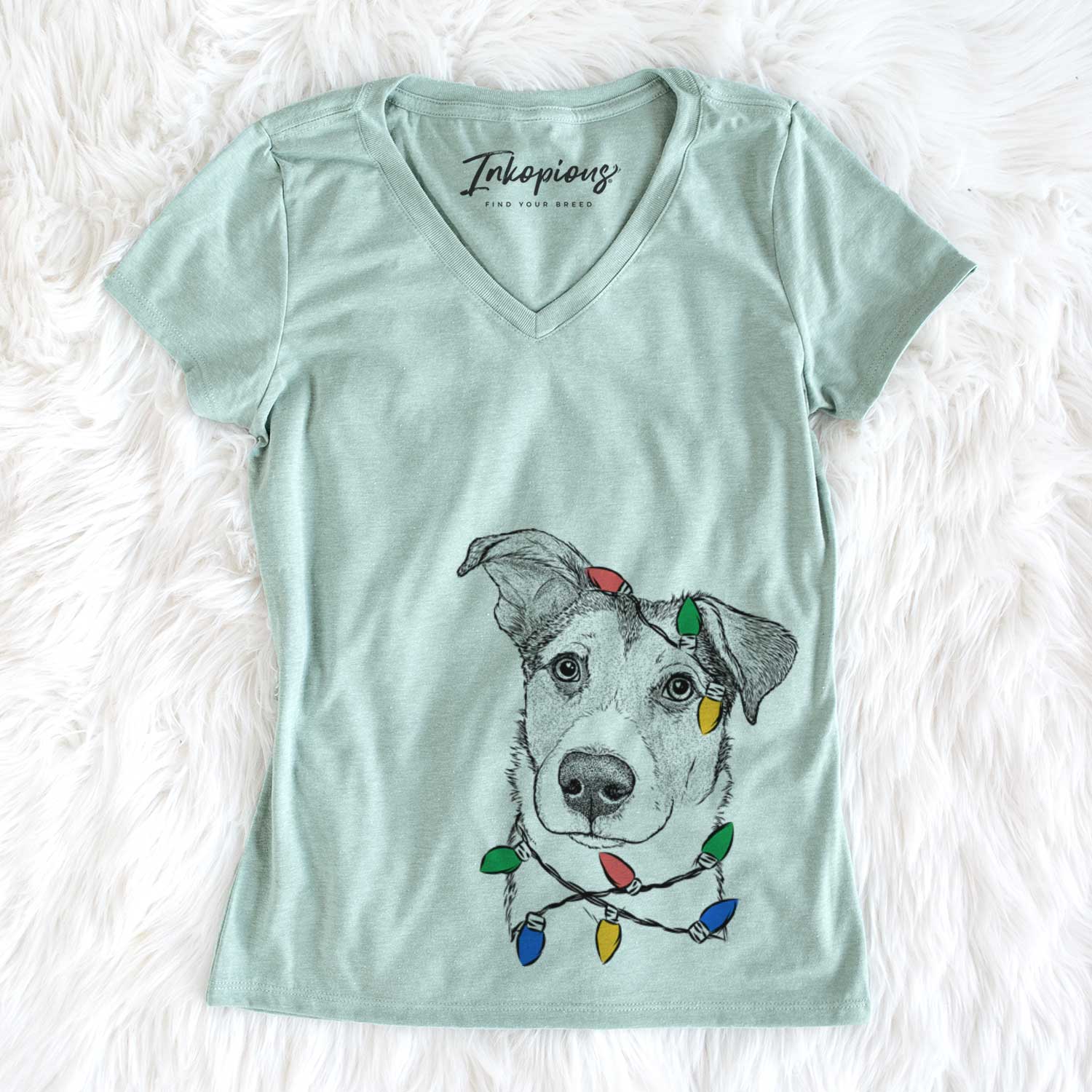 Christmas Lights Leia the Mixed Breed - Women's V-neck Shirt