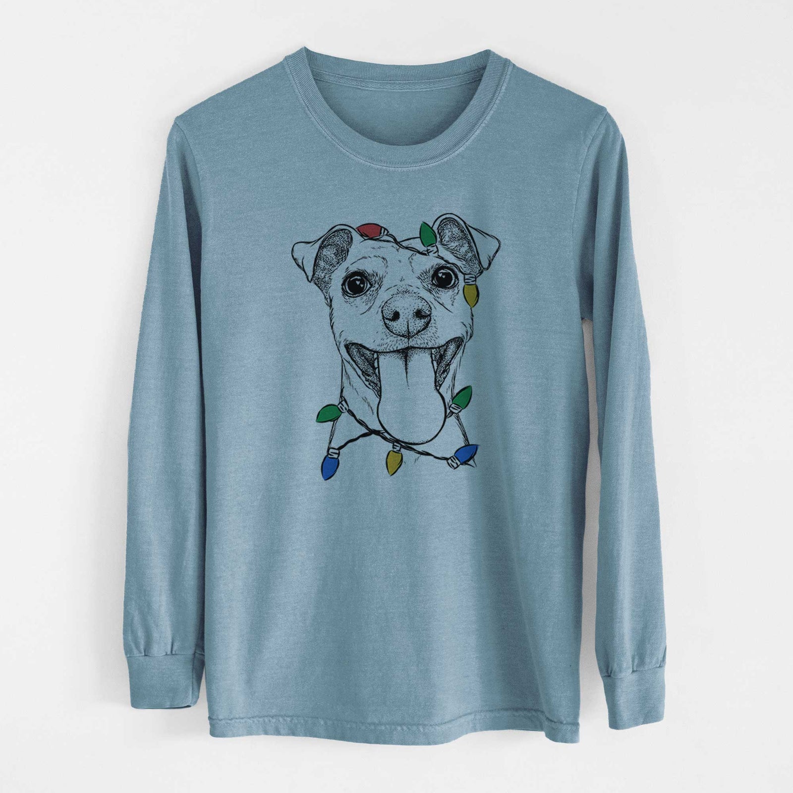 Christmas Lights Lemmie the Mixed Breed - Heavyweight 100% Cotton Long Sleeve