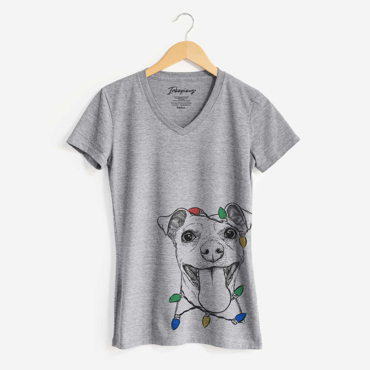 Christmas Lights Lemmie the Mixed Breed - Women's V-neck Shirt