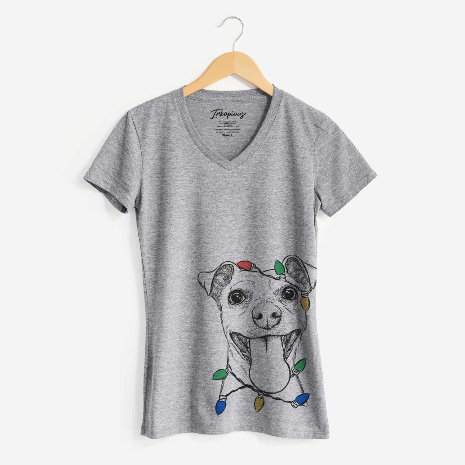 Christmas Lights Lemmie the Mixed Breed - Women's V-neck Shirt