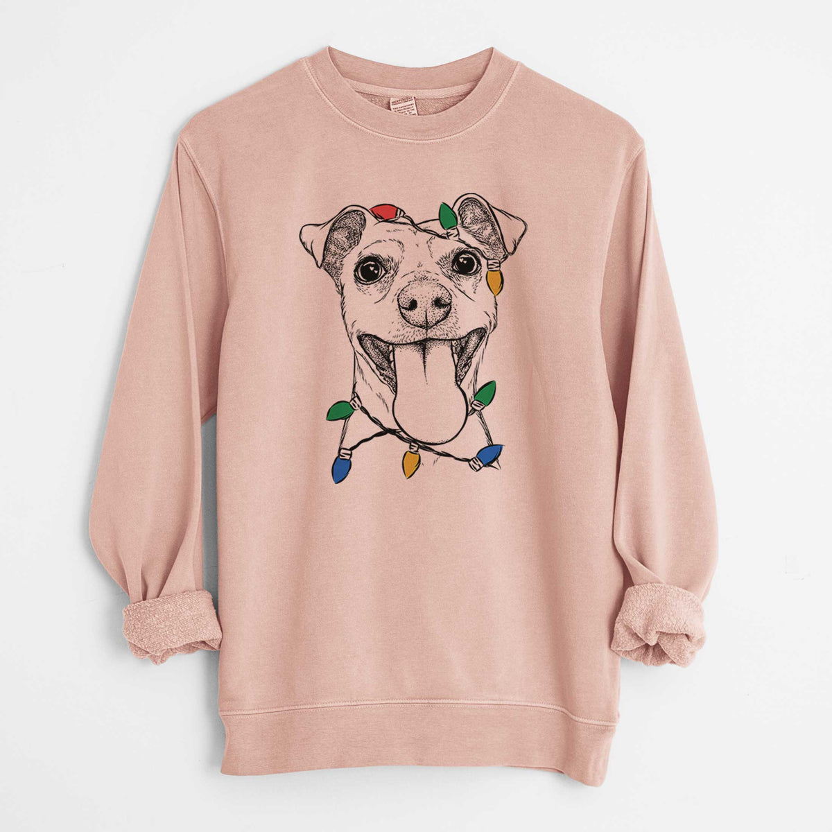 Christmas Lights Lemmie the Mixed Breed - Unisex Pigment Dyed Crew Sweatshirt