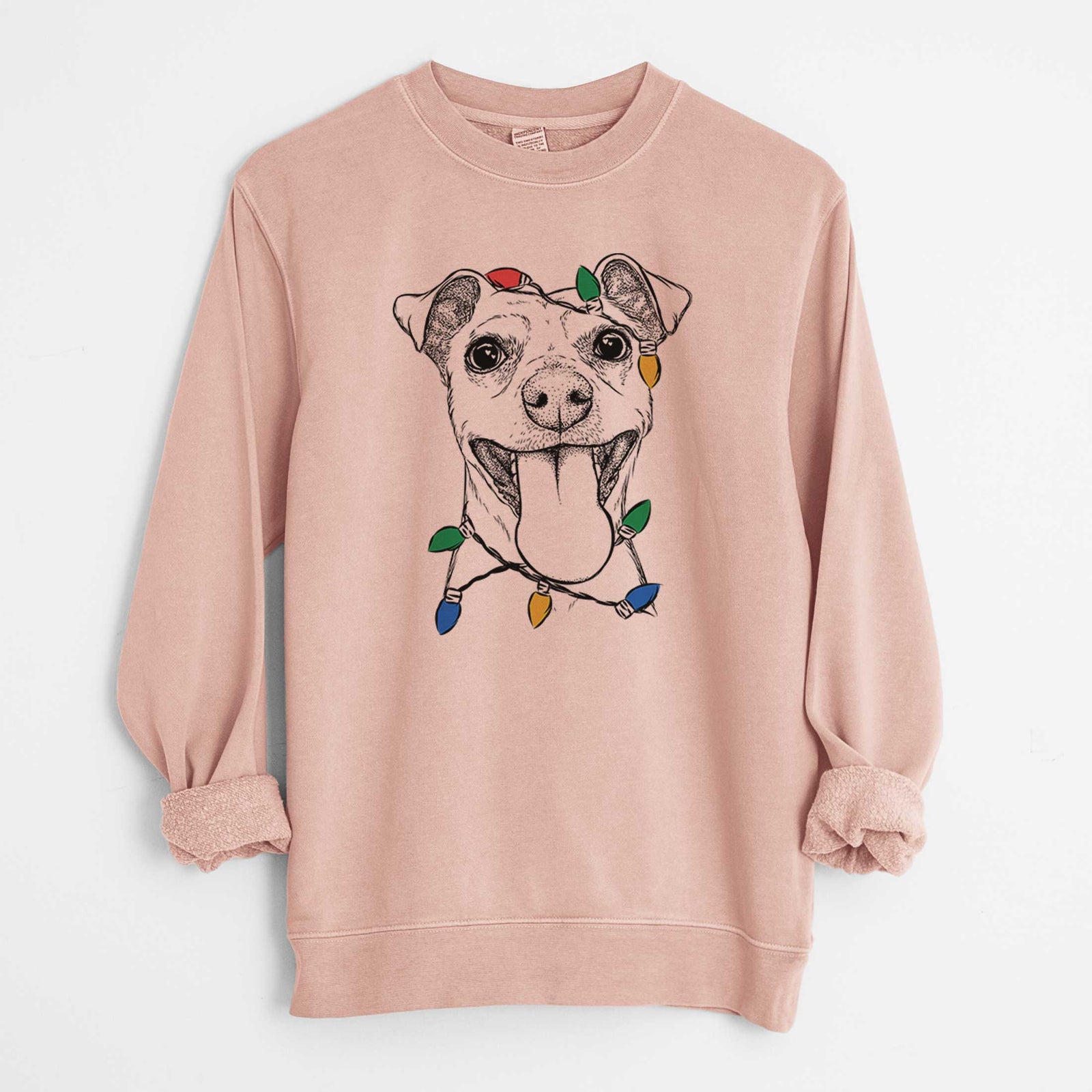 Christmas Lights Lemmie the Mixed Breed - Unisex Pigment Dyed Crew Sweatshirt