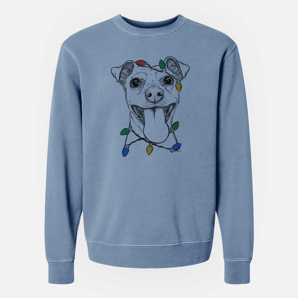 Christmas Lights Lemmie the Mixed Breed - Unisex Pigment Dyed Crew Sweatshirt