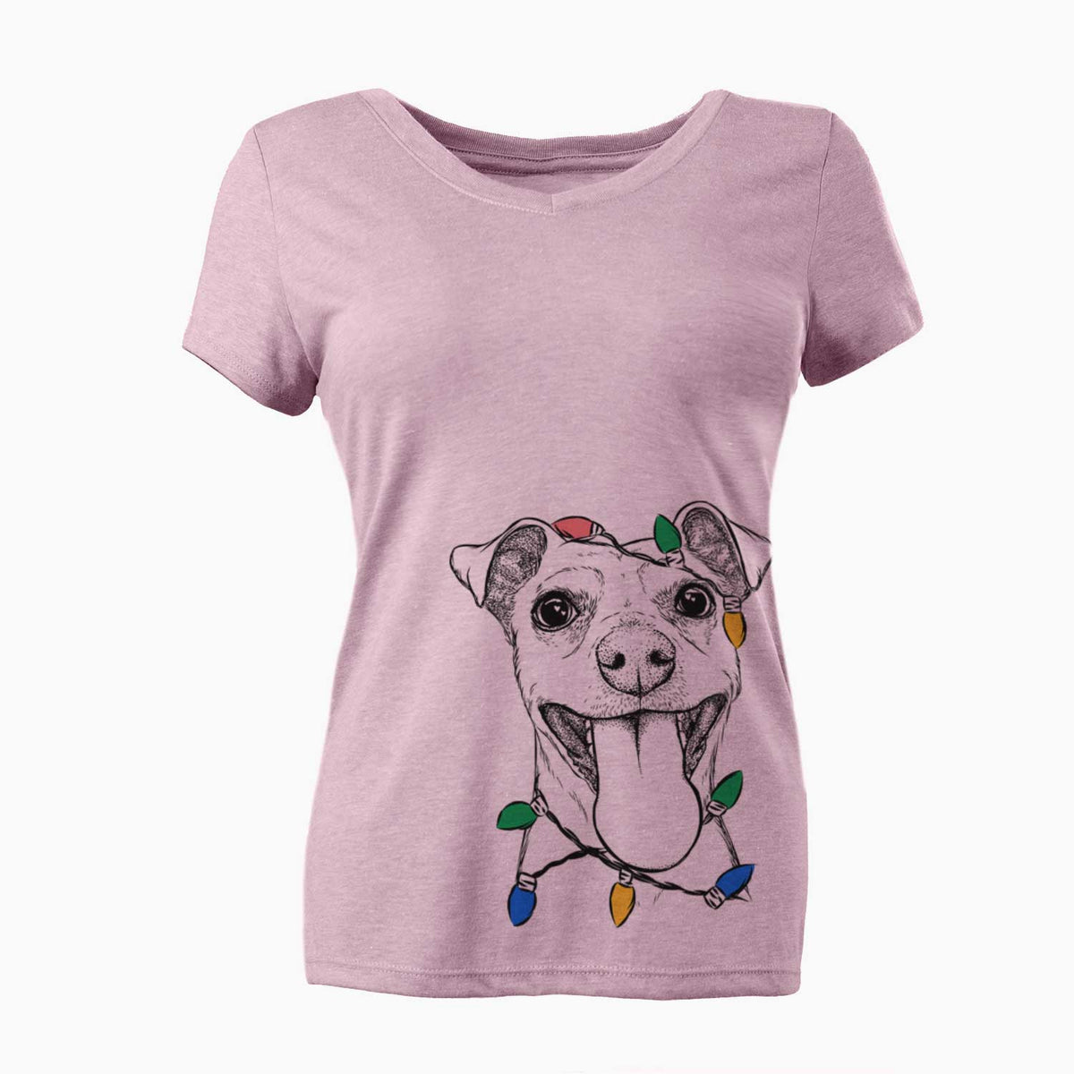 Christmas Lights Lemmie the Mixed Breed - Women's V-neck Shirt