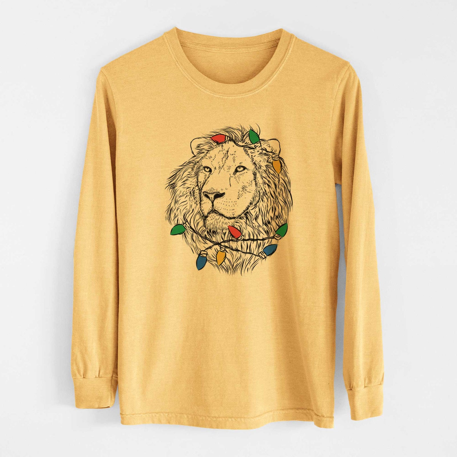 Christmas Lights Lenny the Lion - Heavyweight 100% Cotton Long Sleeve