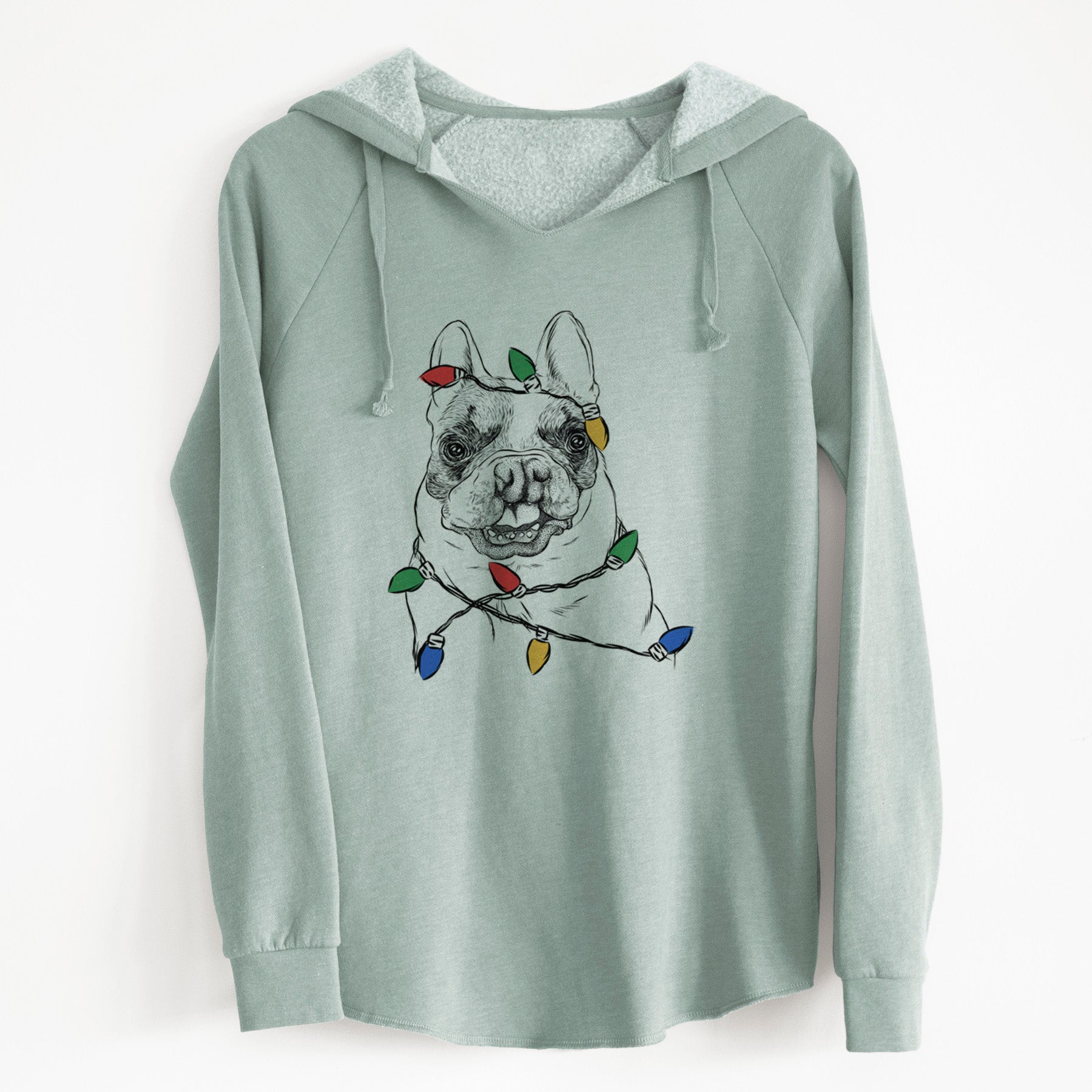 Christmas Lights Lentil the French Bulldog - Cali Wave Hooded Sweatshirt