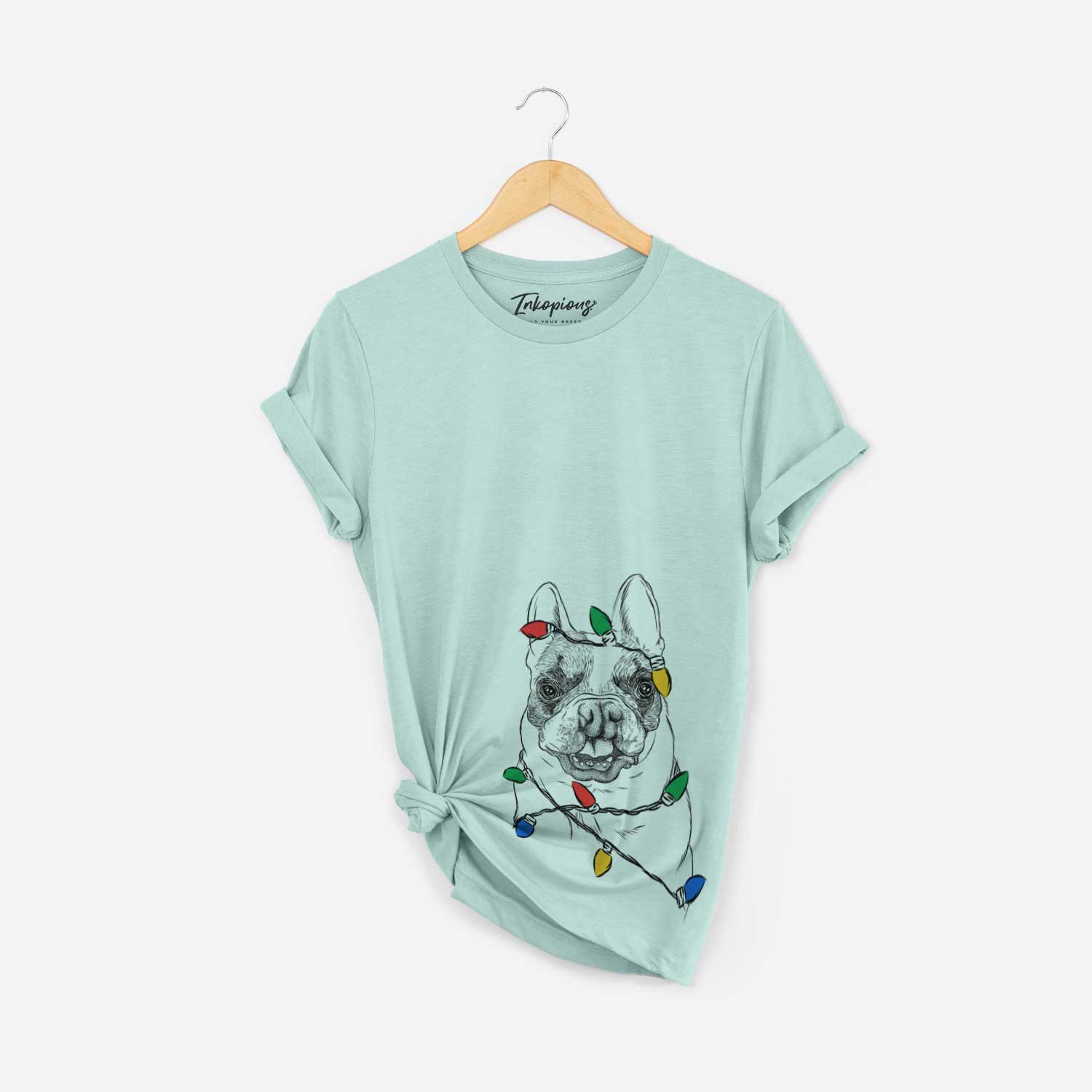 Christmas Lights Lentil the French Bulldog - Unisex Crewneck