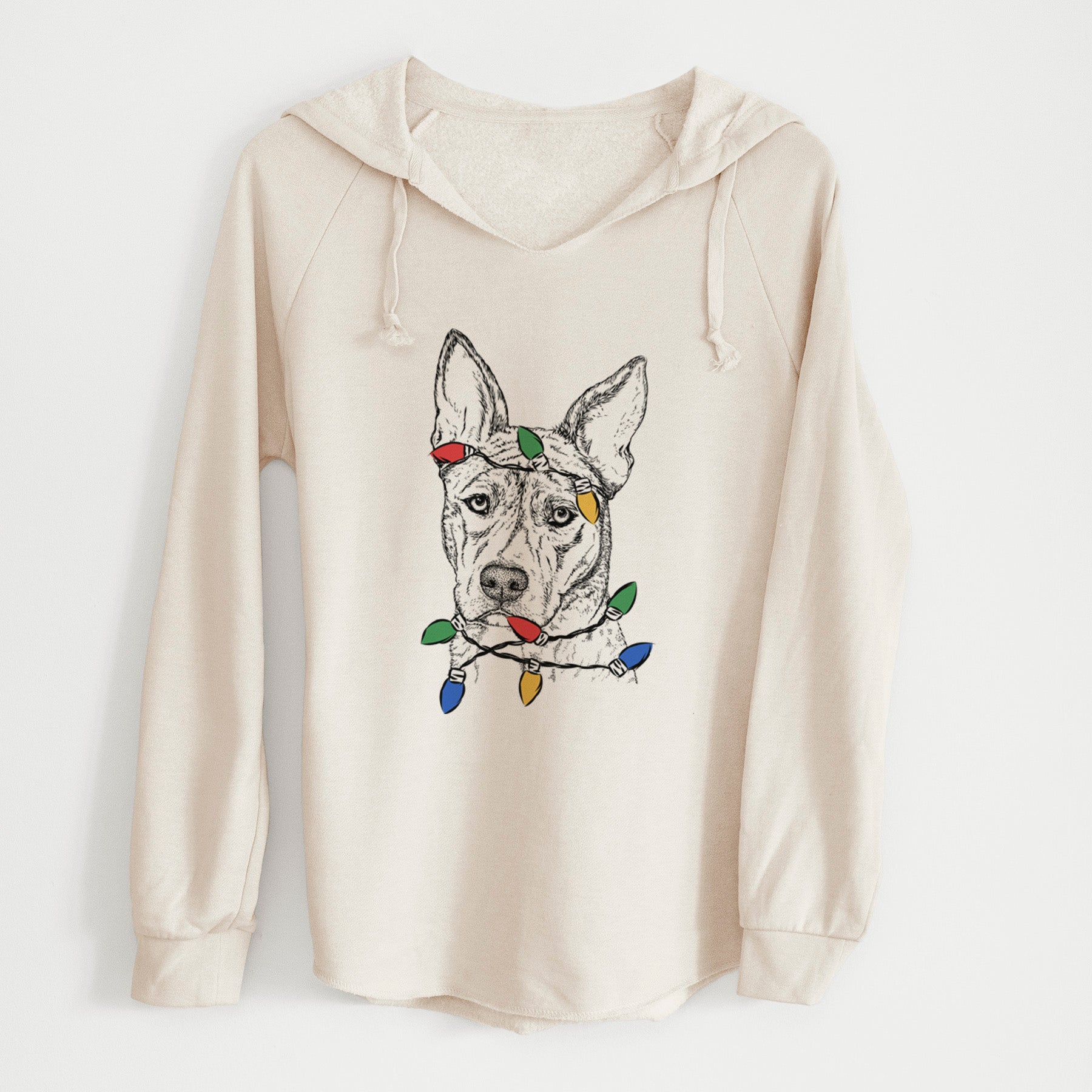 Christmas Lights Leo the Ibizan Hound Bull Mastiff Mix - Cali Wave Hooded Sweatshirt