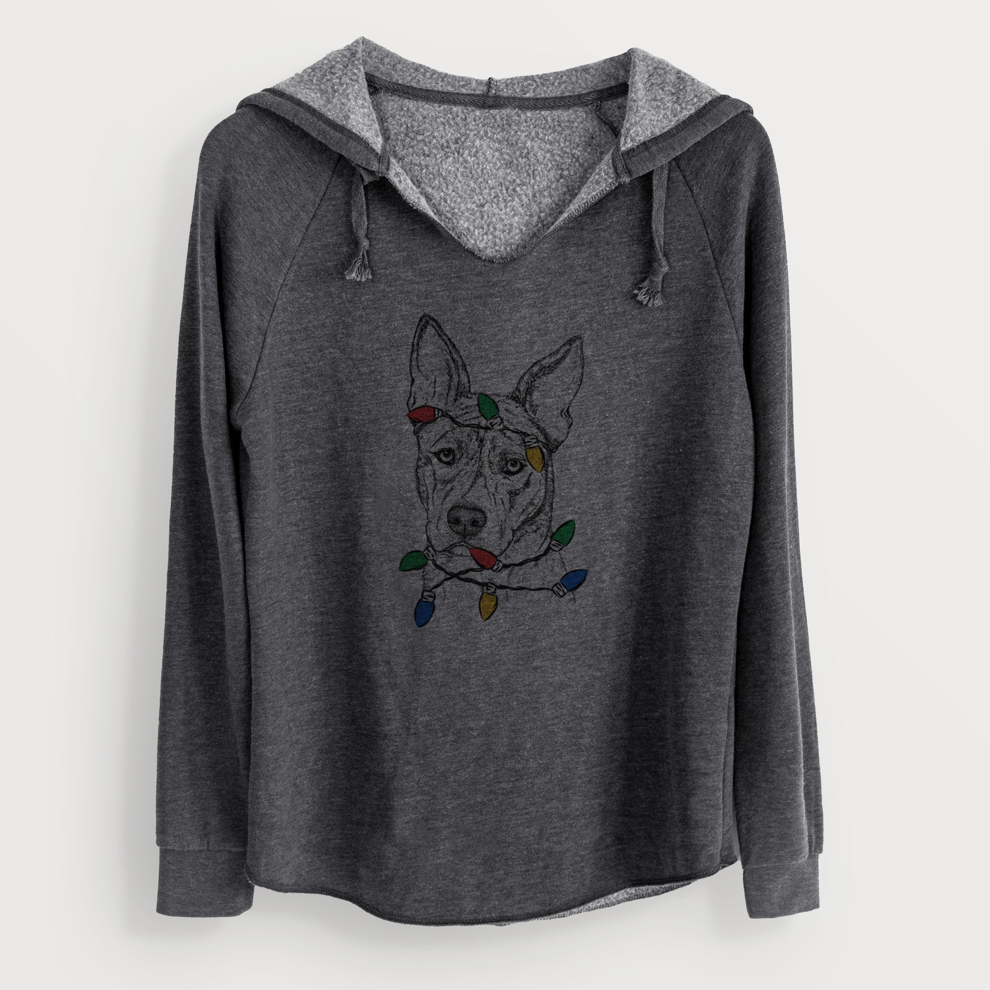 Christmas Lights Leo the Ibizan Hound Bull Mastiff Mix - Cali Wave Hooded Sweatshirt