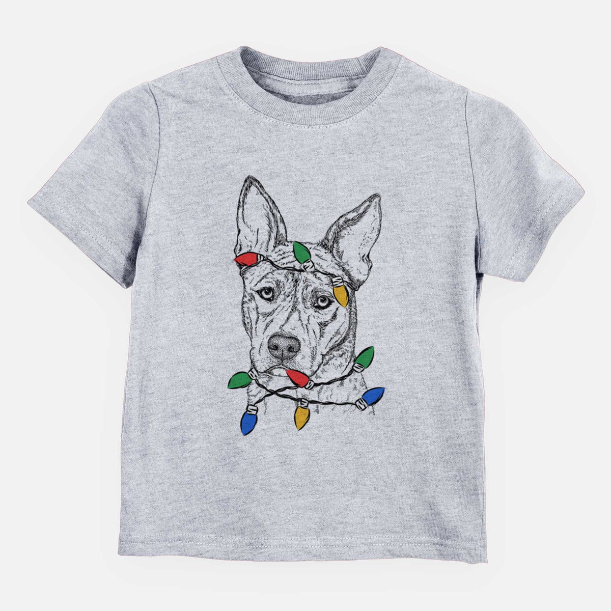 Christmas Lights Leo the Ibizan Hound Bull Mastiff Mix - Kids/Youth/Toddler Shirt