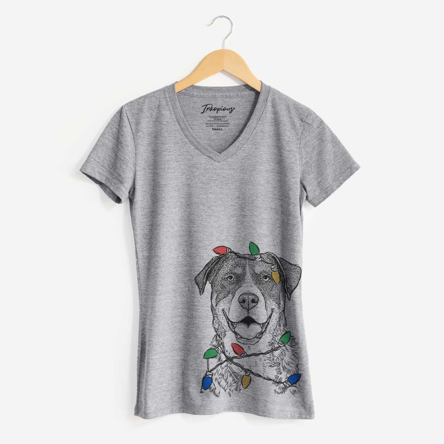 Christmas Lights Leon the Greater Swiss Mountain Dog - Women's V-neck Shirt