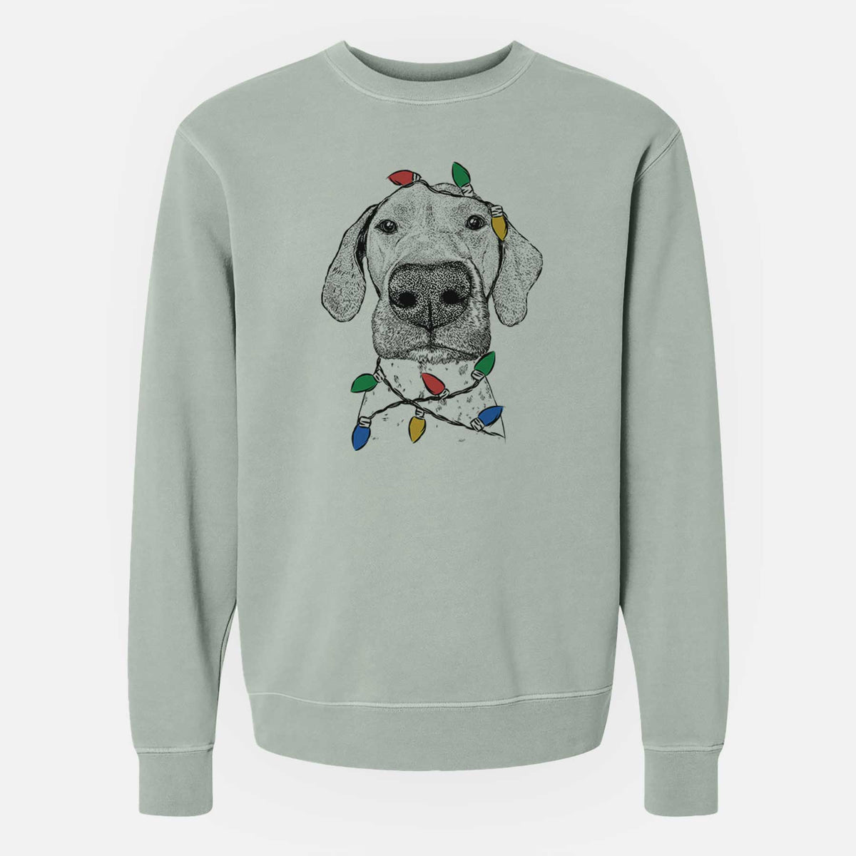 Christmas Lights Leroy the German Shorthaired Pointer - Unisex Pigment Dyed Crew Sweatshirt