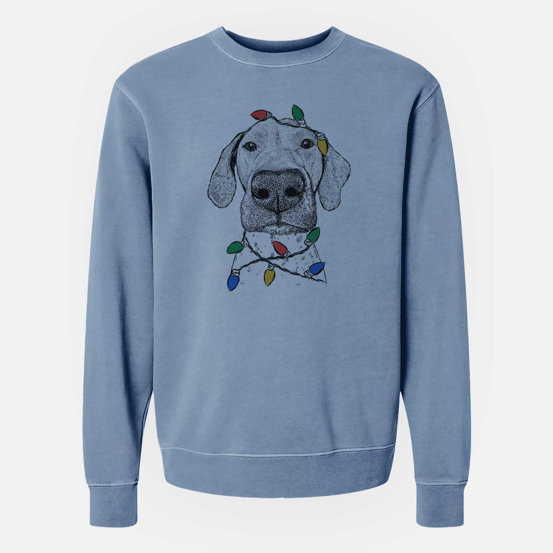 Christmas Lights Leroy the German Shorthaired Pointer - Unisex Pigment Dyed Crew Sweatshirt