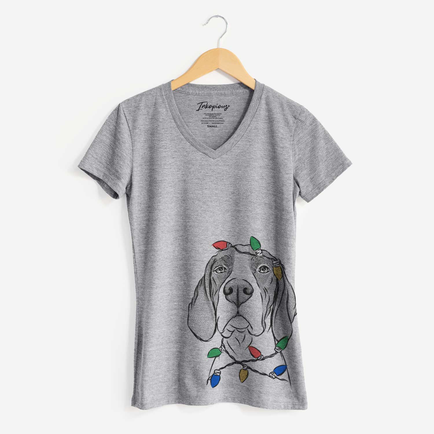 Christmas Lights Liam the English Pointer - Women's V-neck Shirt