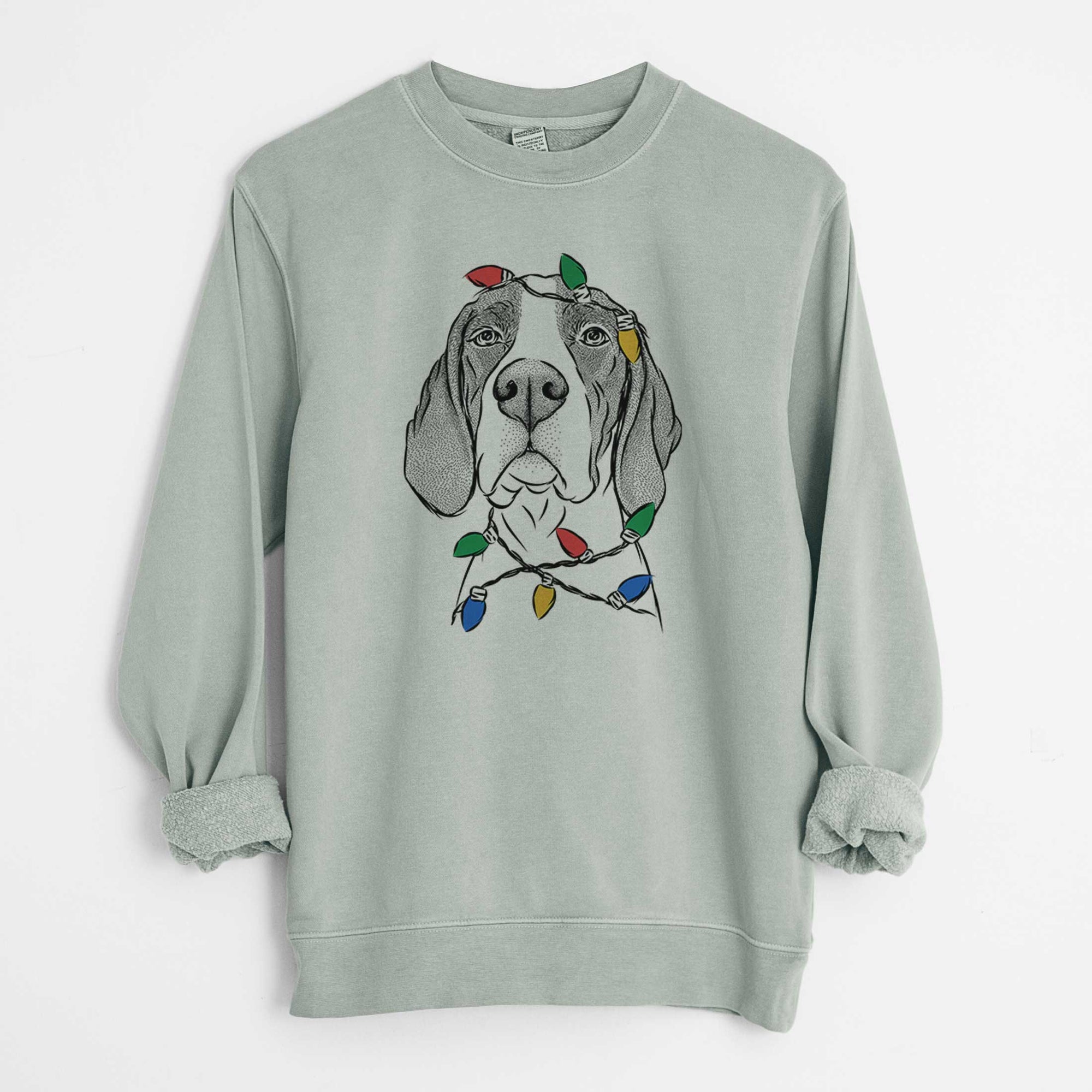 Christmas Lights Liam the English Pointer - Unisex Pigment Dyed Crew Sweatshirt