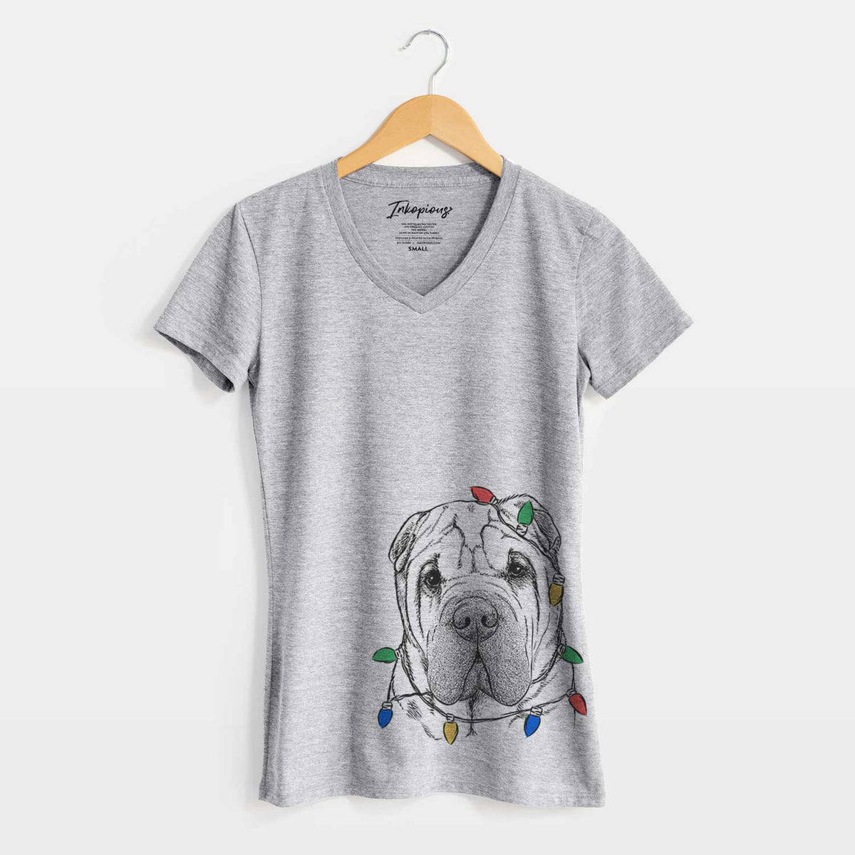Christmas Lights Lilly the Shar Pei - Women's V-neck Shirt