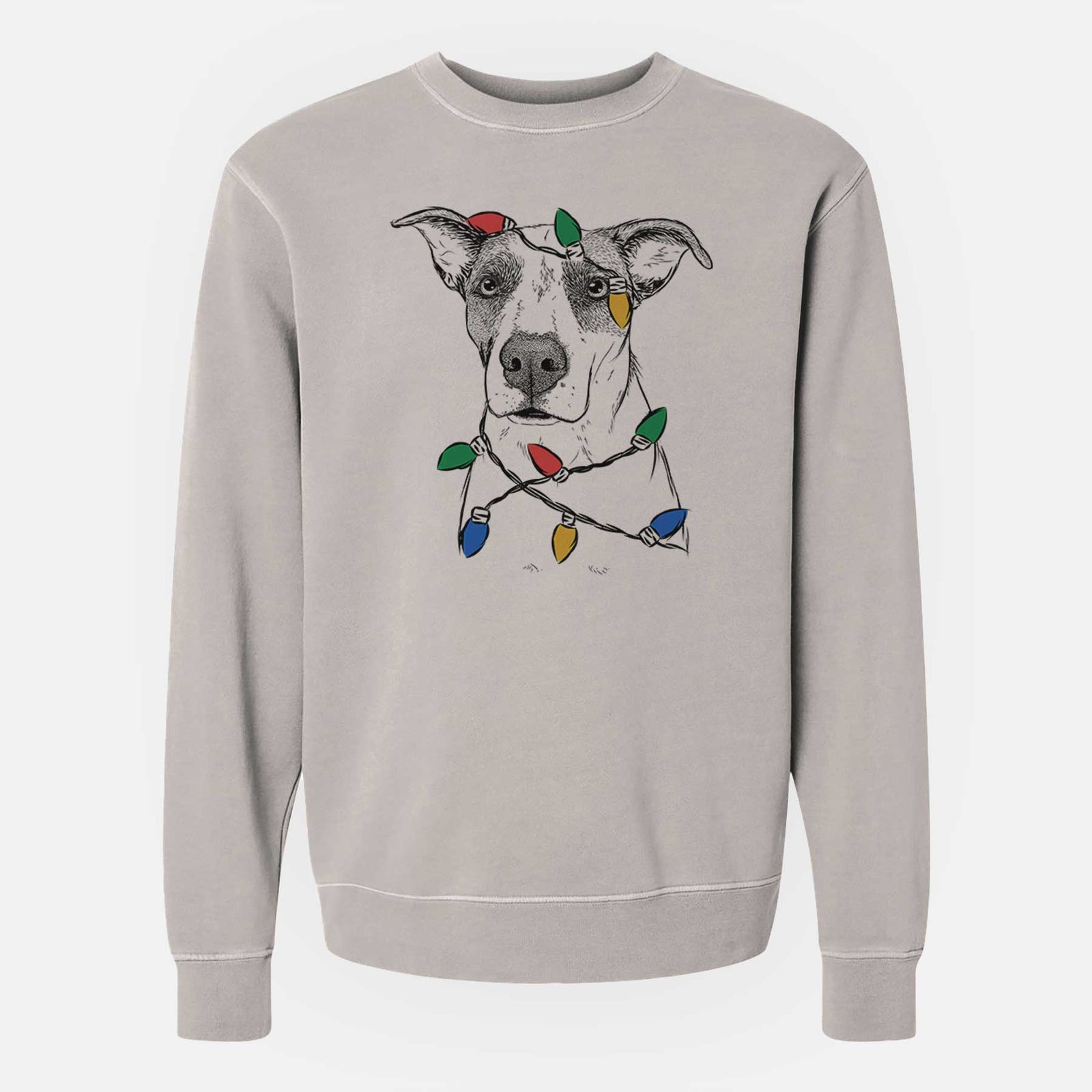 Christmas Lights Lily the Mixed Breed - Unisex Pigment Dyed Crew Sweatshirt