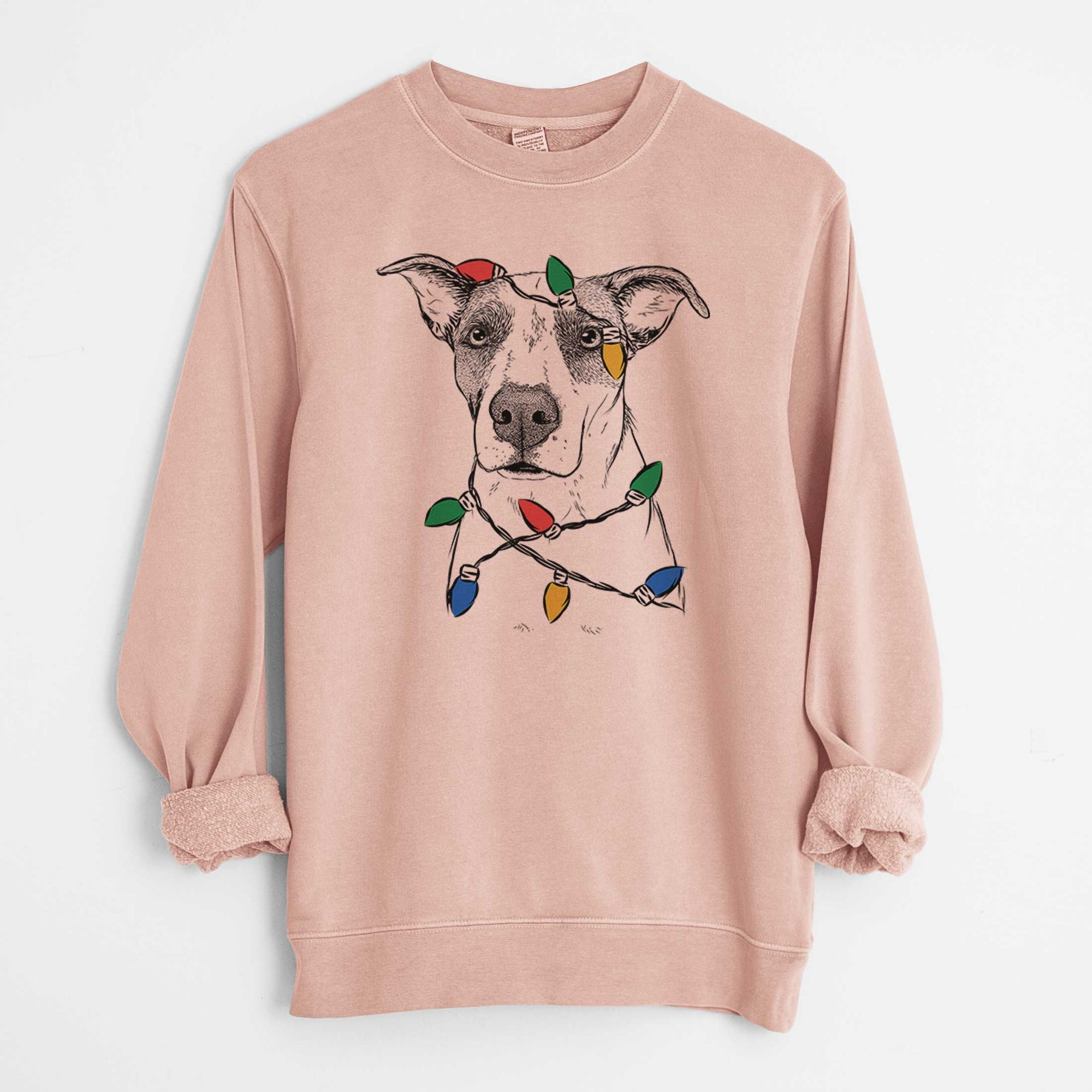 Christmas Lights Lily the Mixed Breed - Unisex Pigment Dyed Crew Sweatshirt
