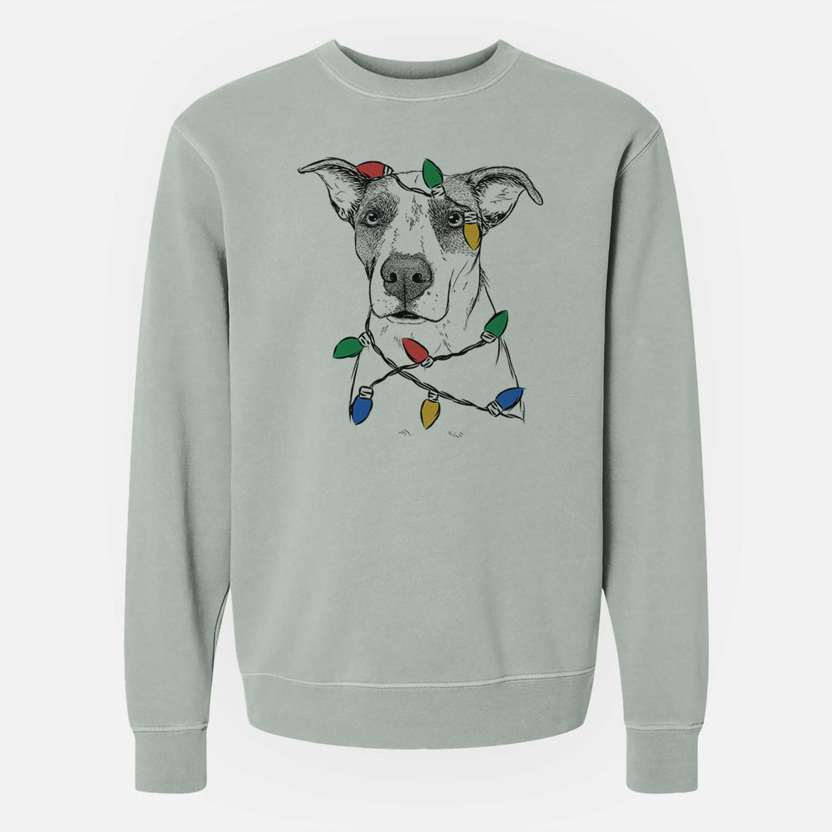 Christmas Lights Lily the Mixed Breed - Unisex Pigment Dyed Crew Sweatshirt