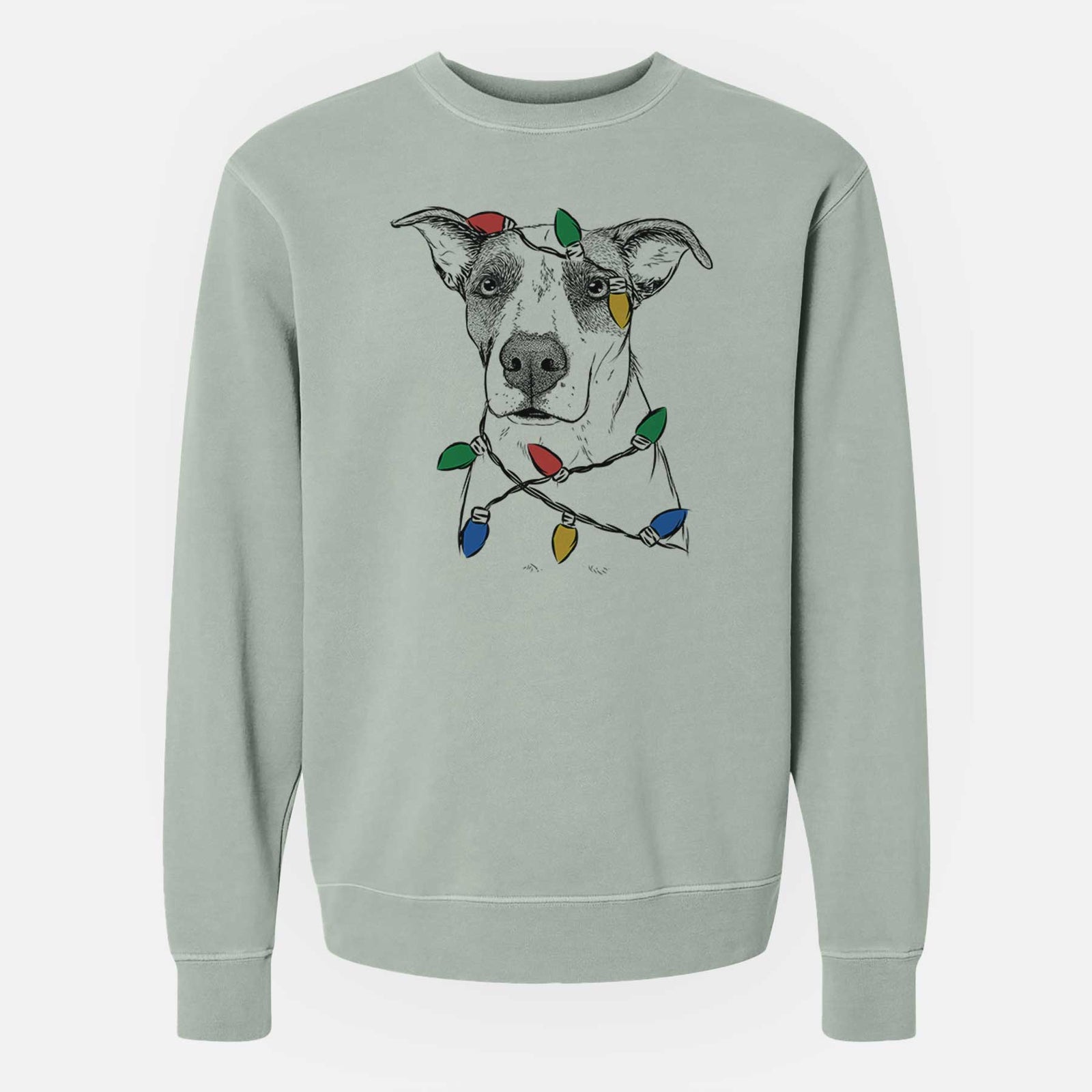 Christmas Lights Lily the Mixed Breed - Unisex Pigment Dyed Crew Sweatshirt
