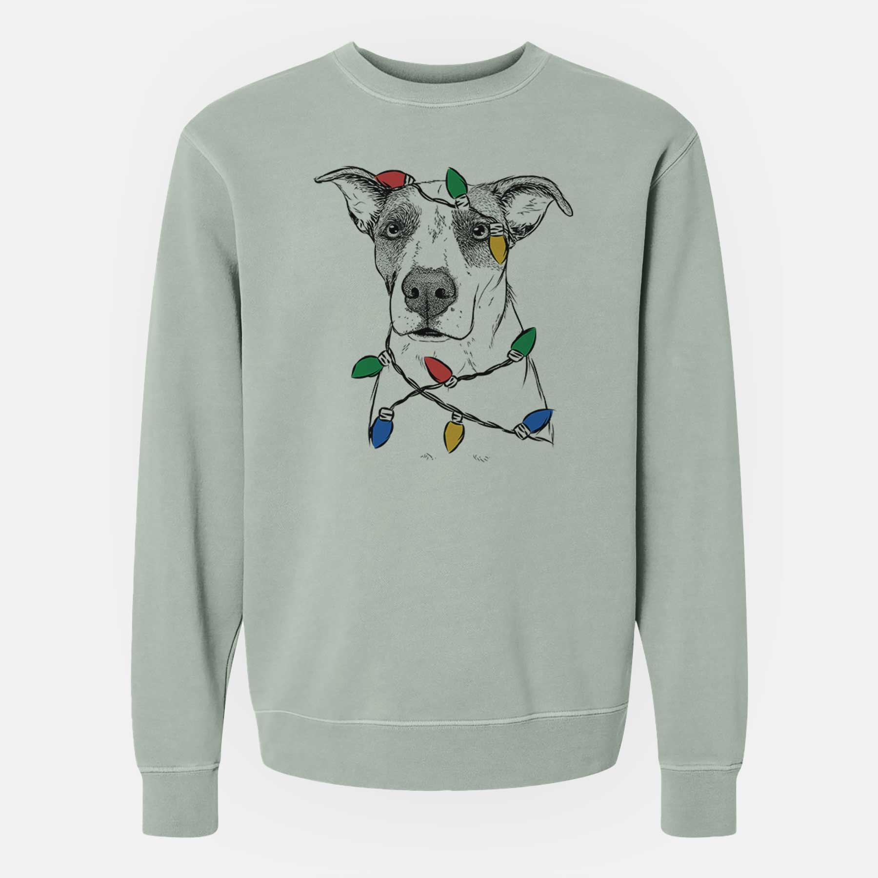 Christmas Lights Lily the Mixed Breed - Unisex Pigment Dyed Crew Sweatshirt