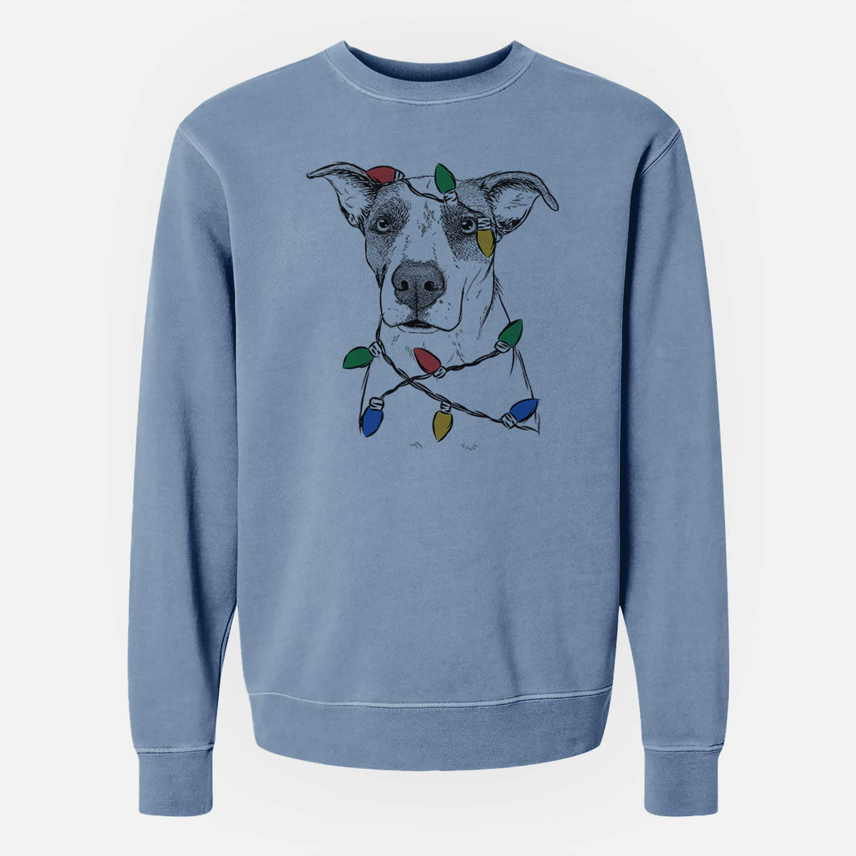 Christmas Lights Lily the Mixed Breed - Unisex Pigment Dyed Crew Sweatshirt