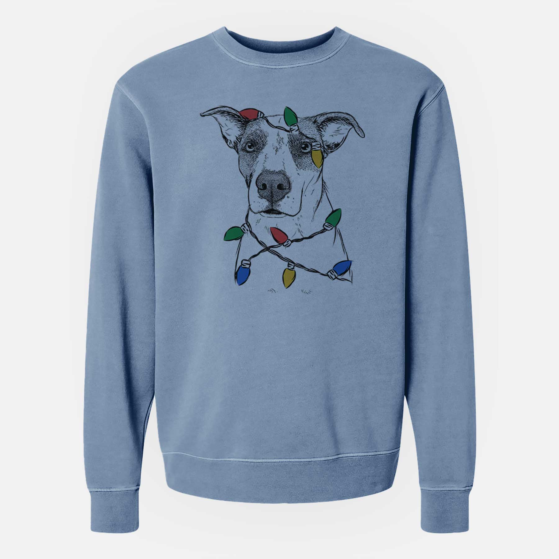 Christmas Lights Lily the Mixed Breed - Unisex Pigment Dyed Crew Sweatshirt