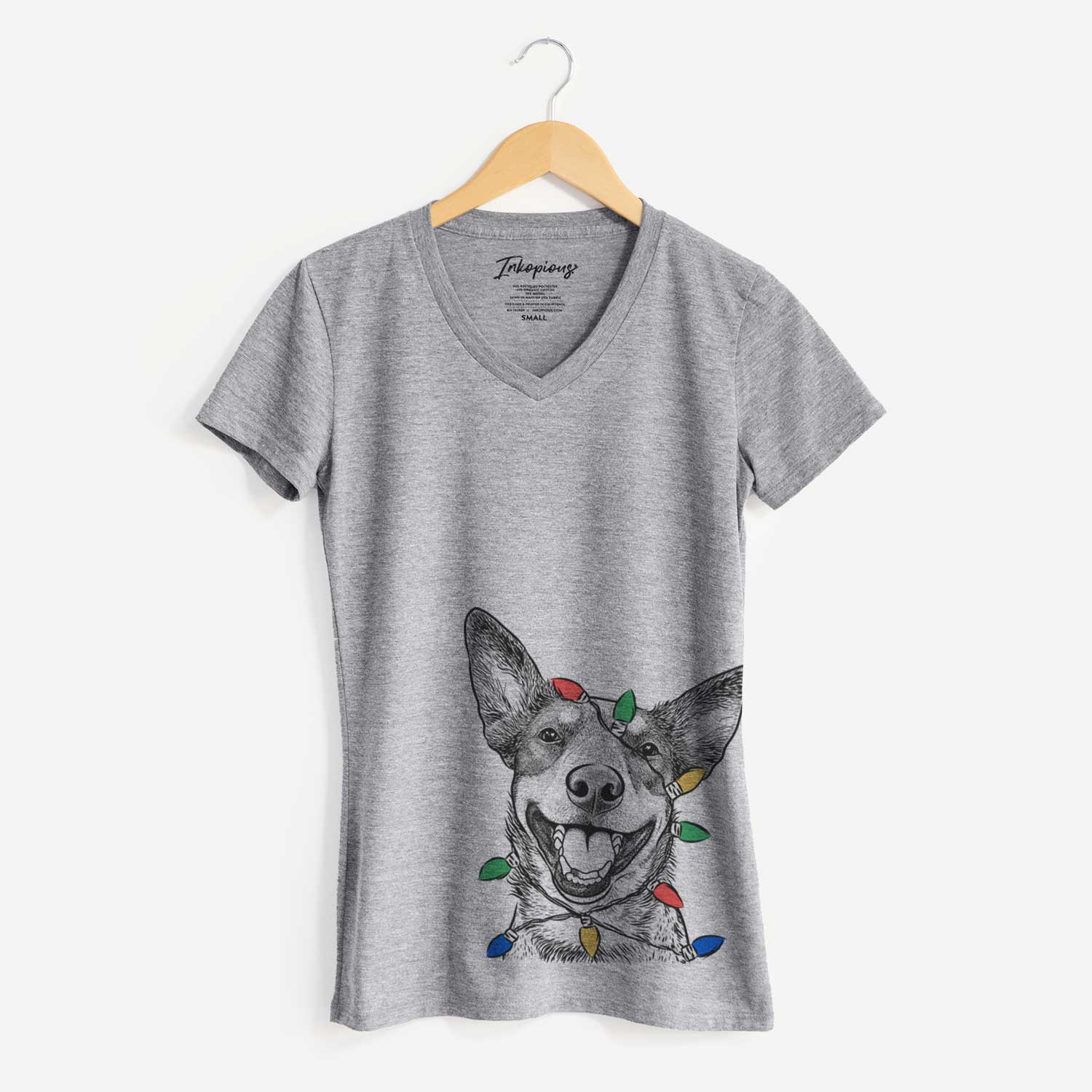 Christmas Lights Lily the Australian Cattle Dog - Women's V-neck Shirt