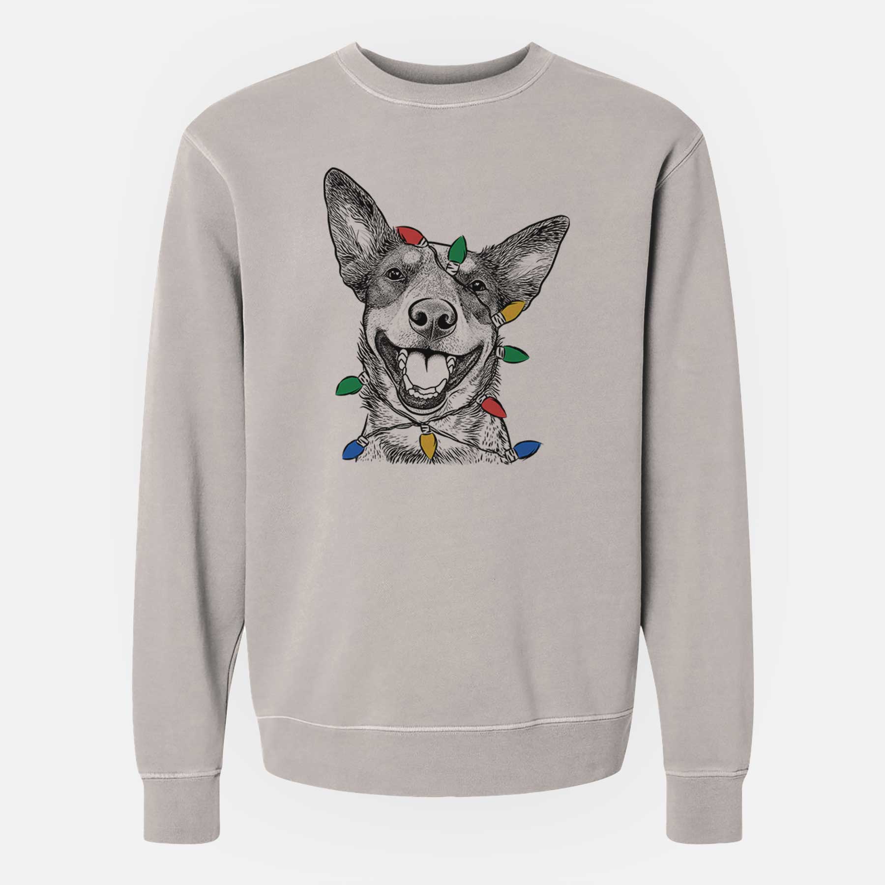 Christmas Lights Lily the Australian Cattle Dog - Unisex Pigment Dyed Crew Sweatshirt