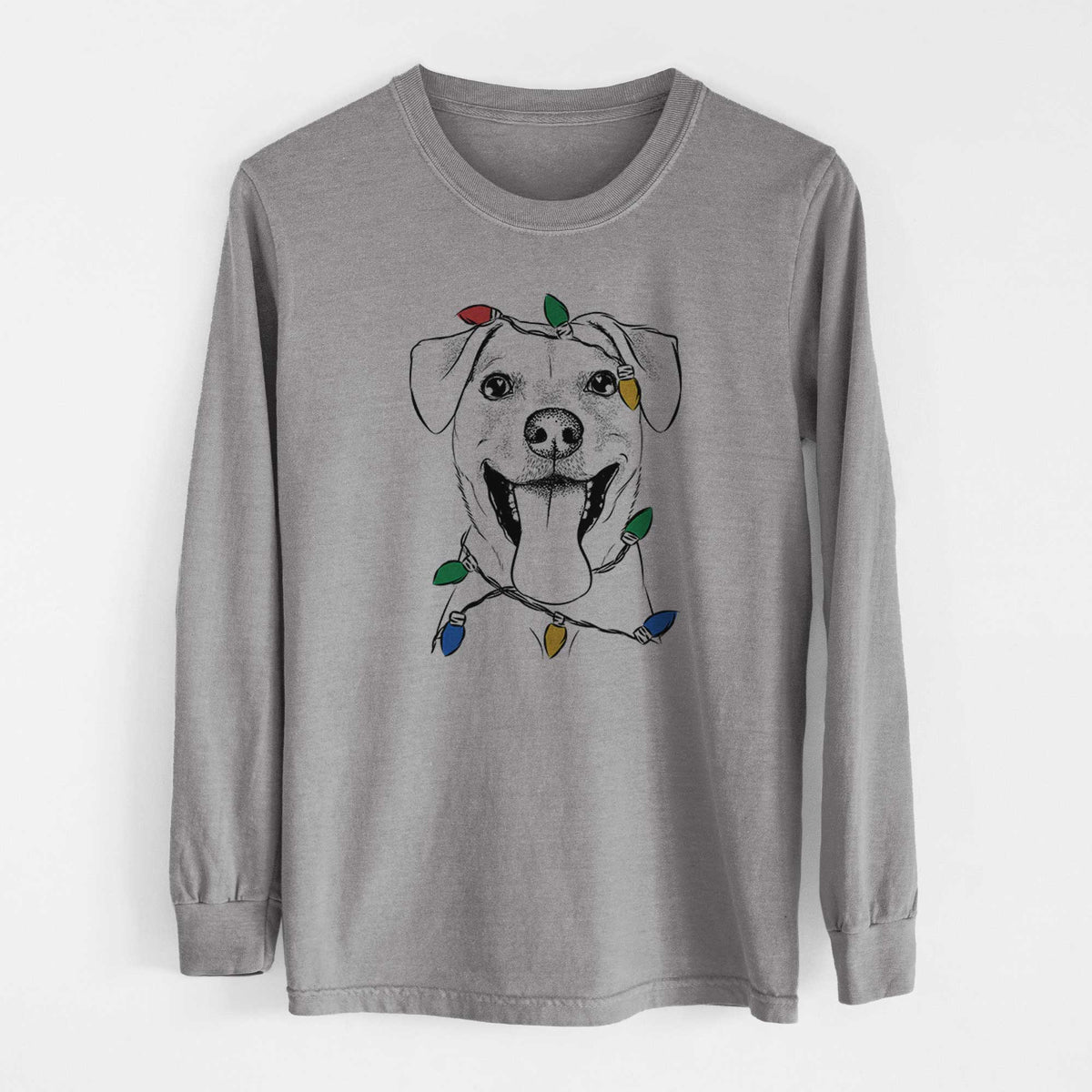 Christmas Lights Lily Estelle the Mixed Breed - Heavyweight 100% Cotton Long Sleeve