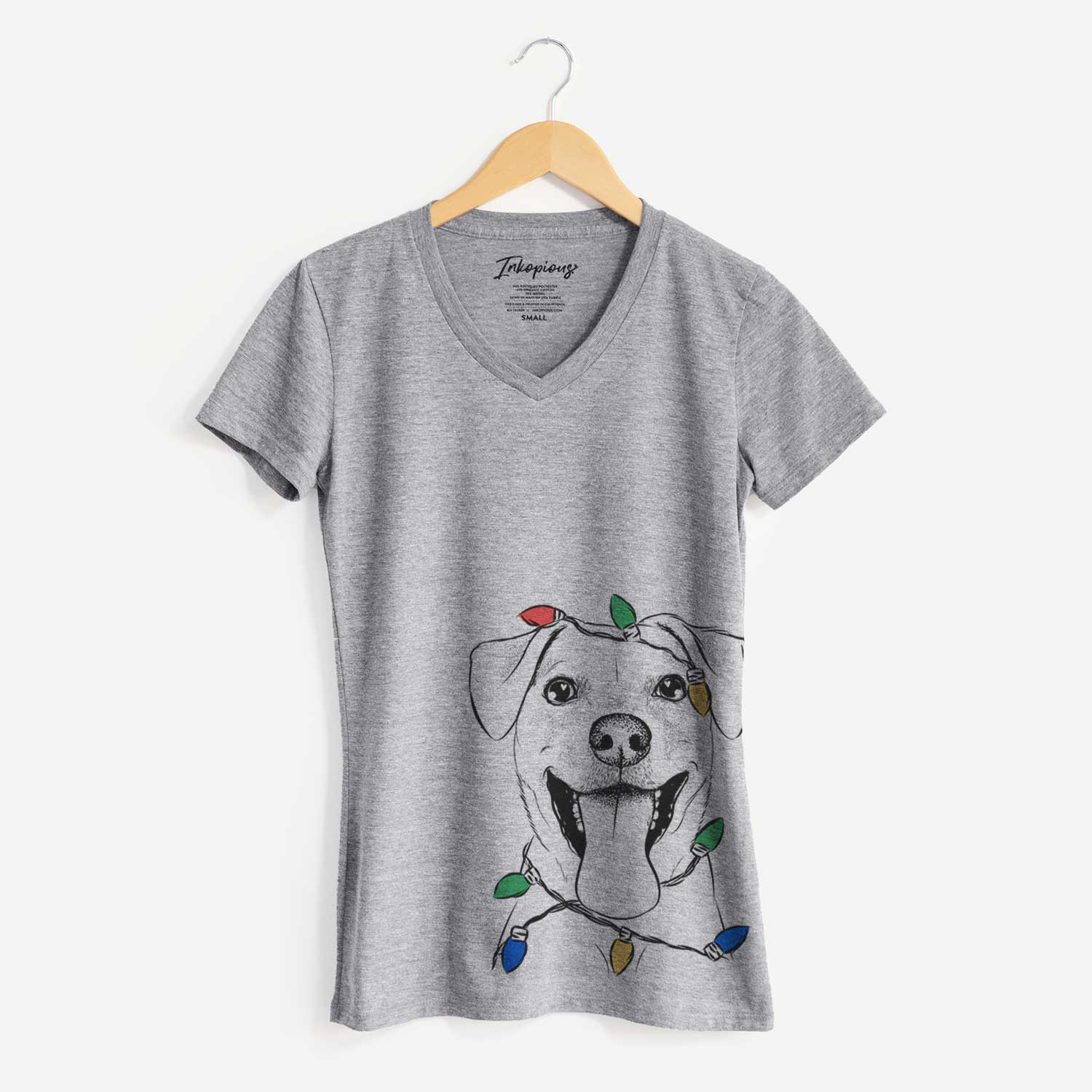 Christmas Lights Lily Estelle the Mixed Breed - Women's V-neck Shirt