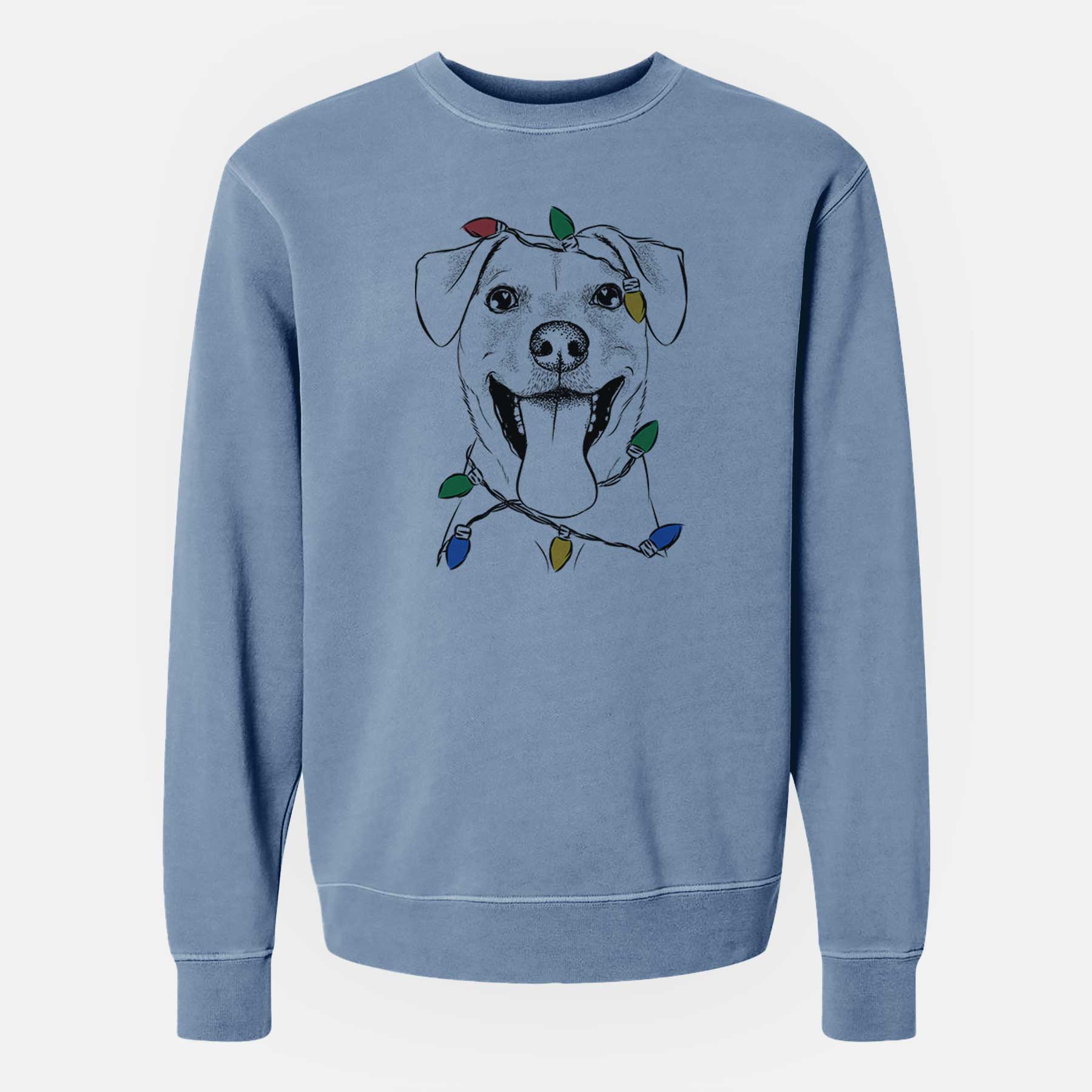 Christmas Lights Lily Estelle the Mixed Breed - Unisex Pigment Dyed Crew Sweatshirt