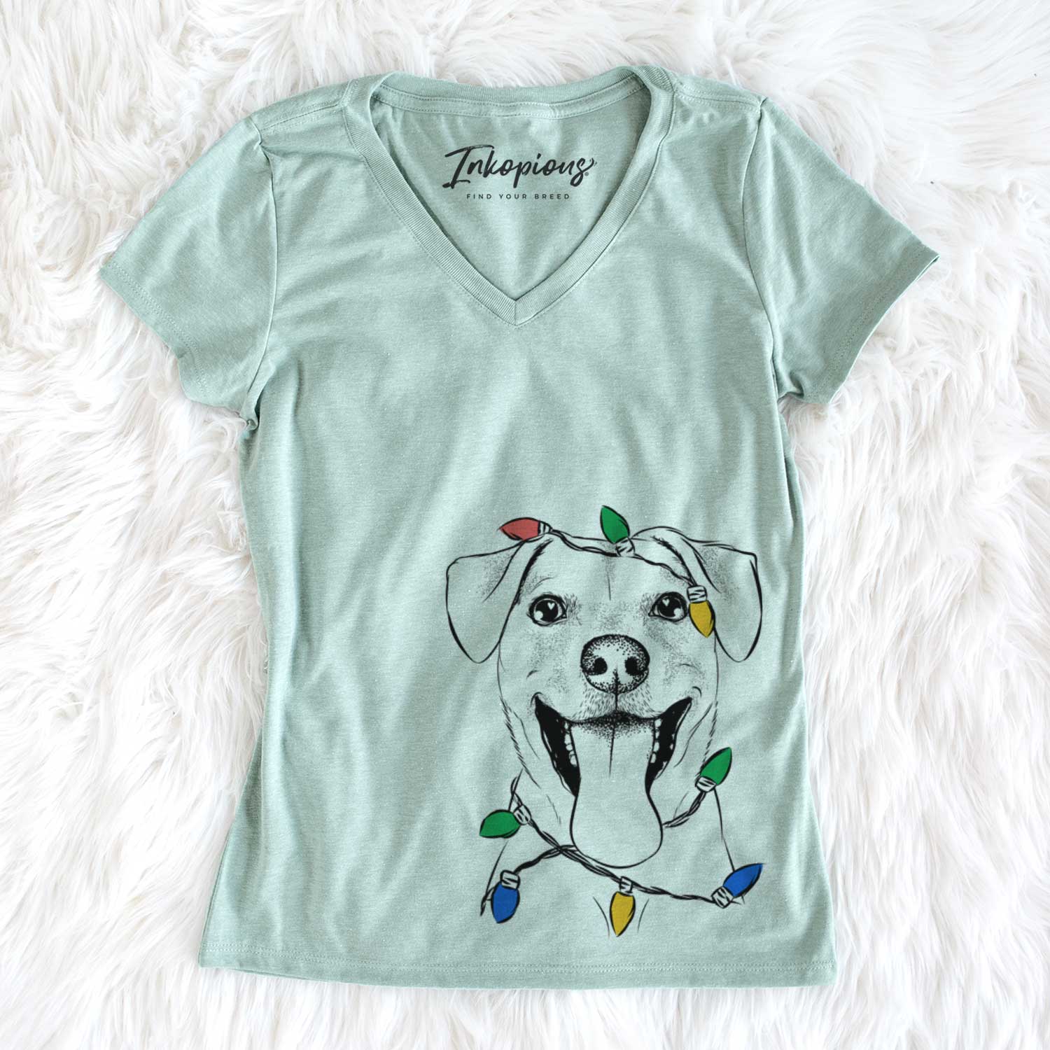 Christmas Lights Lily Estelle the Mixed Breed - Women's V-neck Shirt