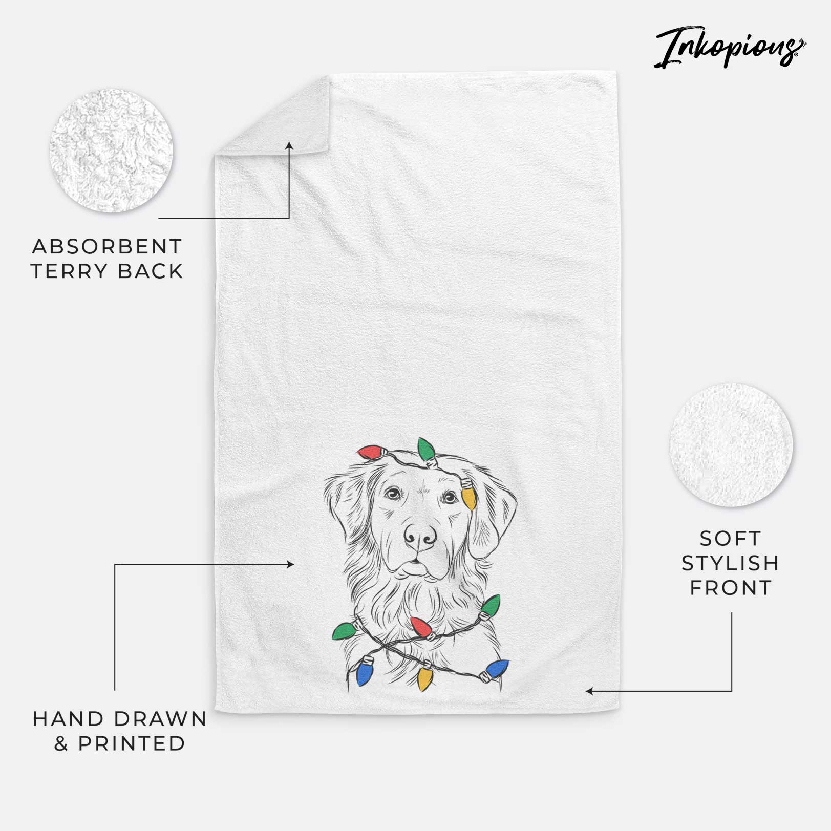 Linden the Golden Retriever Decorative Hand Towel