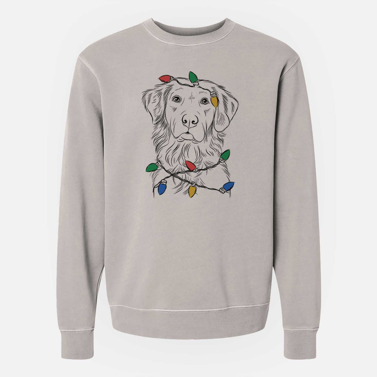 Christmas Lights Linden the Golden Retriever - Unisex Pigment Dyed Crew Sweatshirt