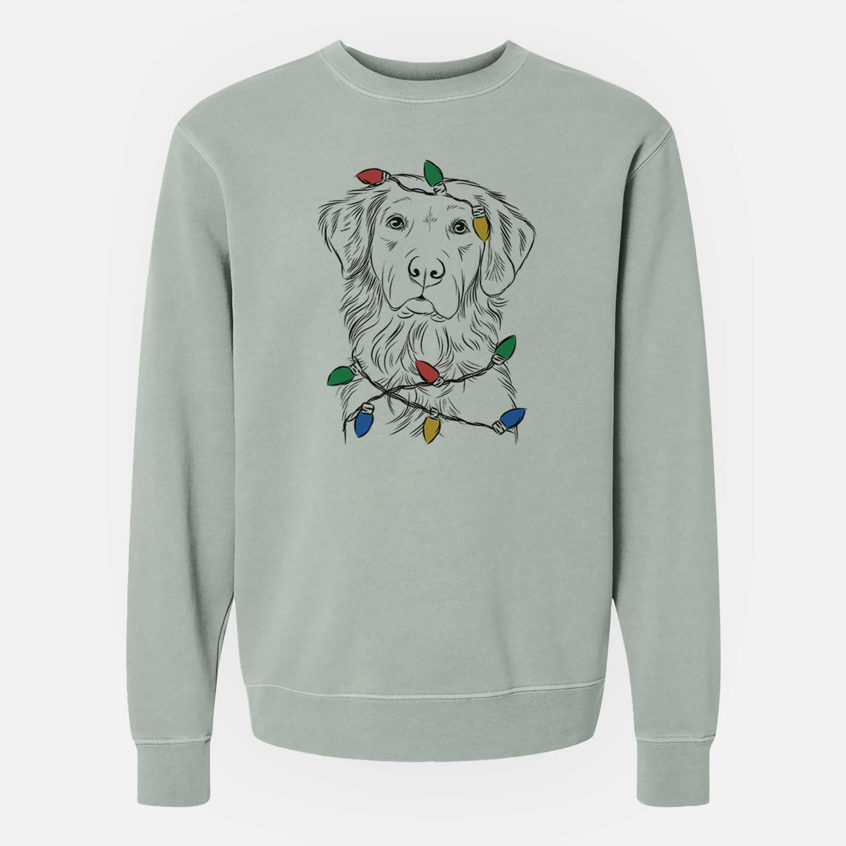 Christmas Lights Linden the Golden Retriever - Unisex Pigment Dyed Crew Sweatshirt