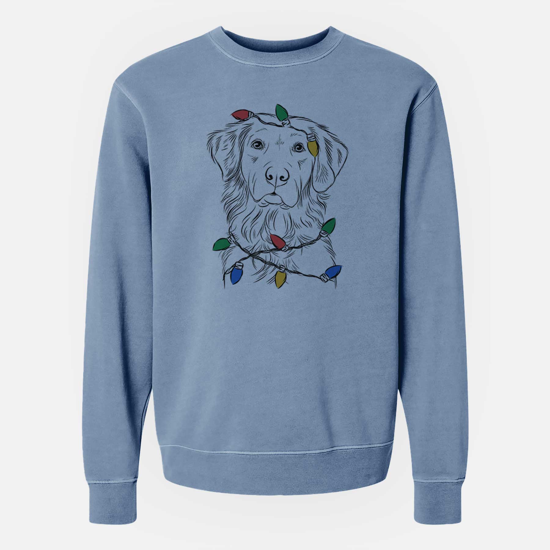 Christmas Lights Linden the Golden Retriever - Unisex Pigment Dyed Crew Sweatshirt