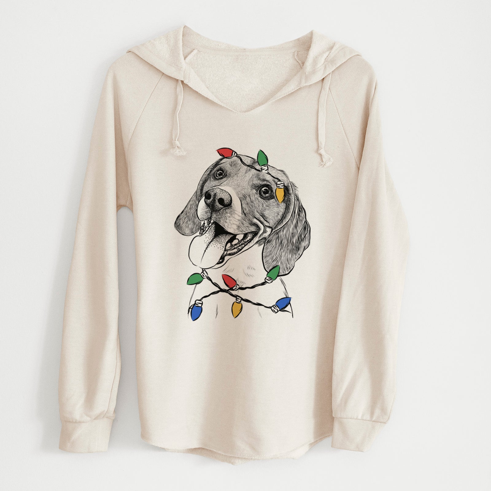 Christmas Lights Little Bandit the Beagle - Cali Wave Hooded Sweatshirt