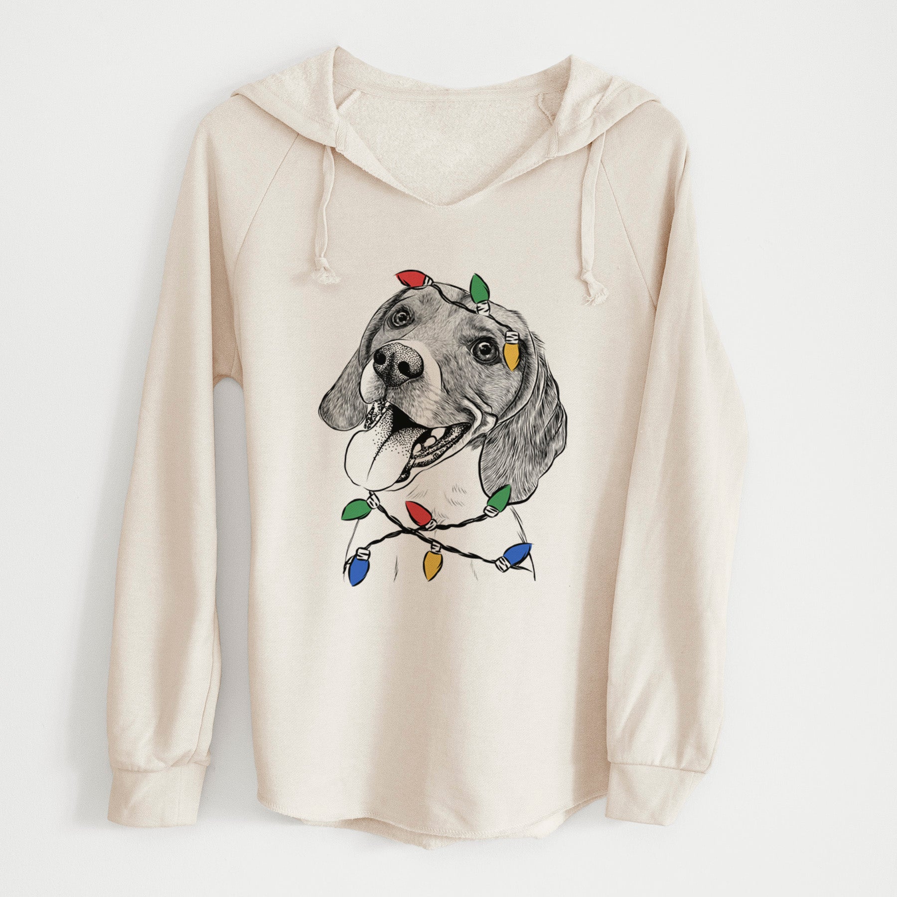 Christmas Lights Little Bandit the Beagle - Cali Wave Hooded Sweatshirt
