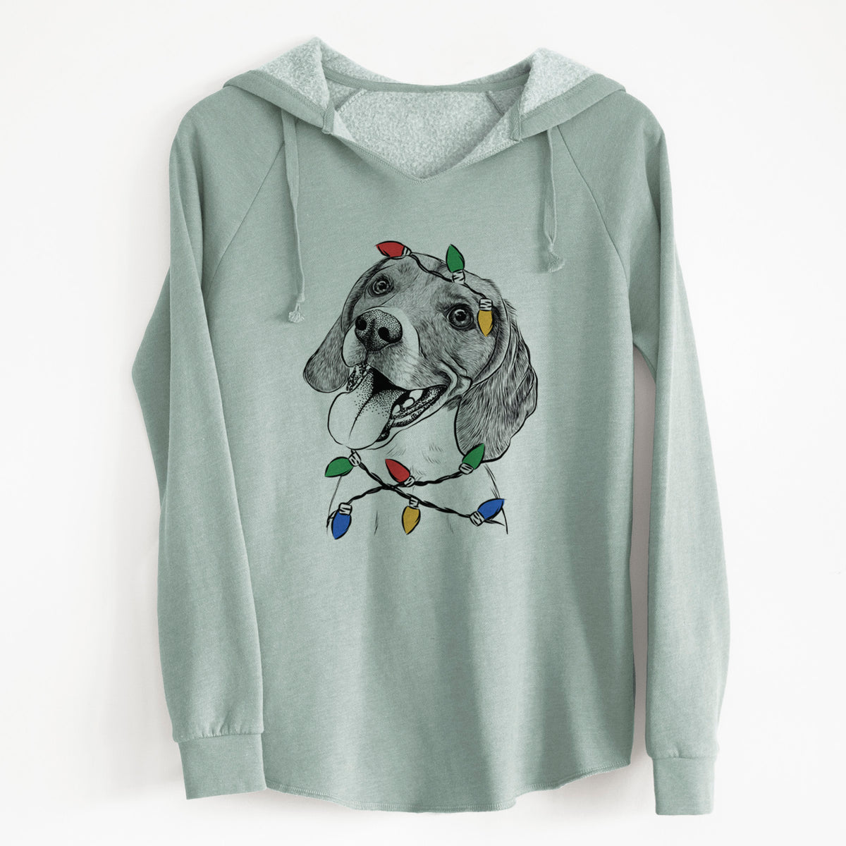 Christmas Lights Little Bandit the Beagle - Cali Wave Hooded Sweatshirt
